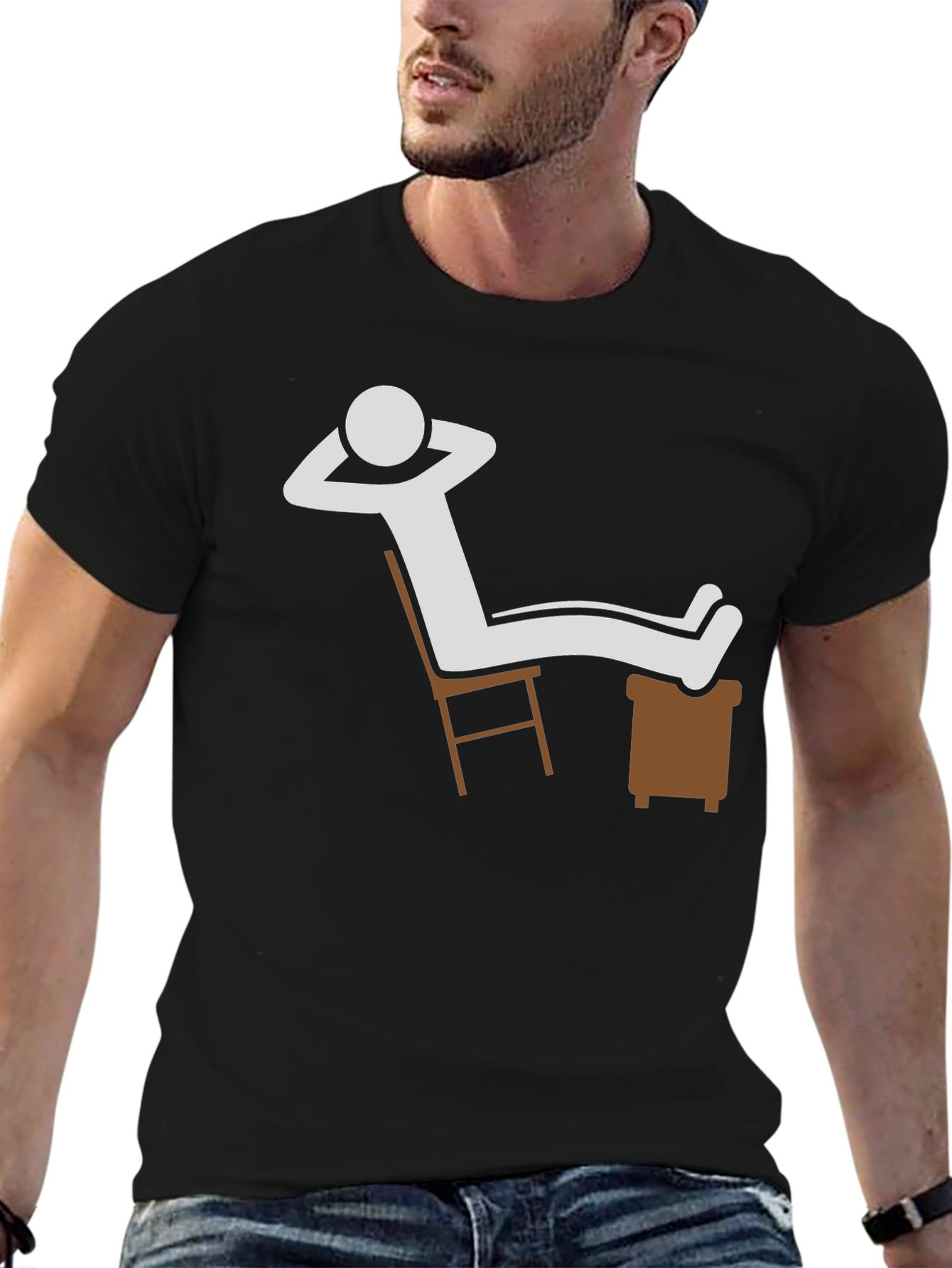 Relaxed Stick Figure Graphic Tee - Black