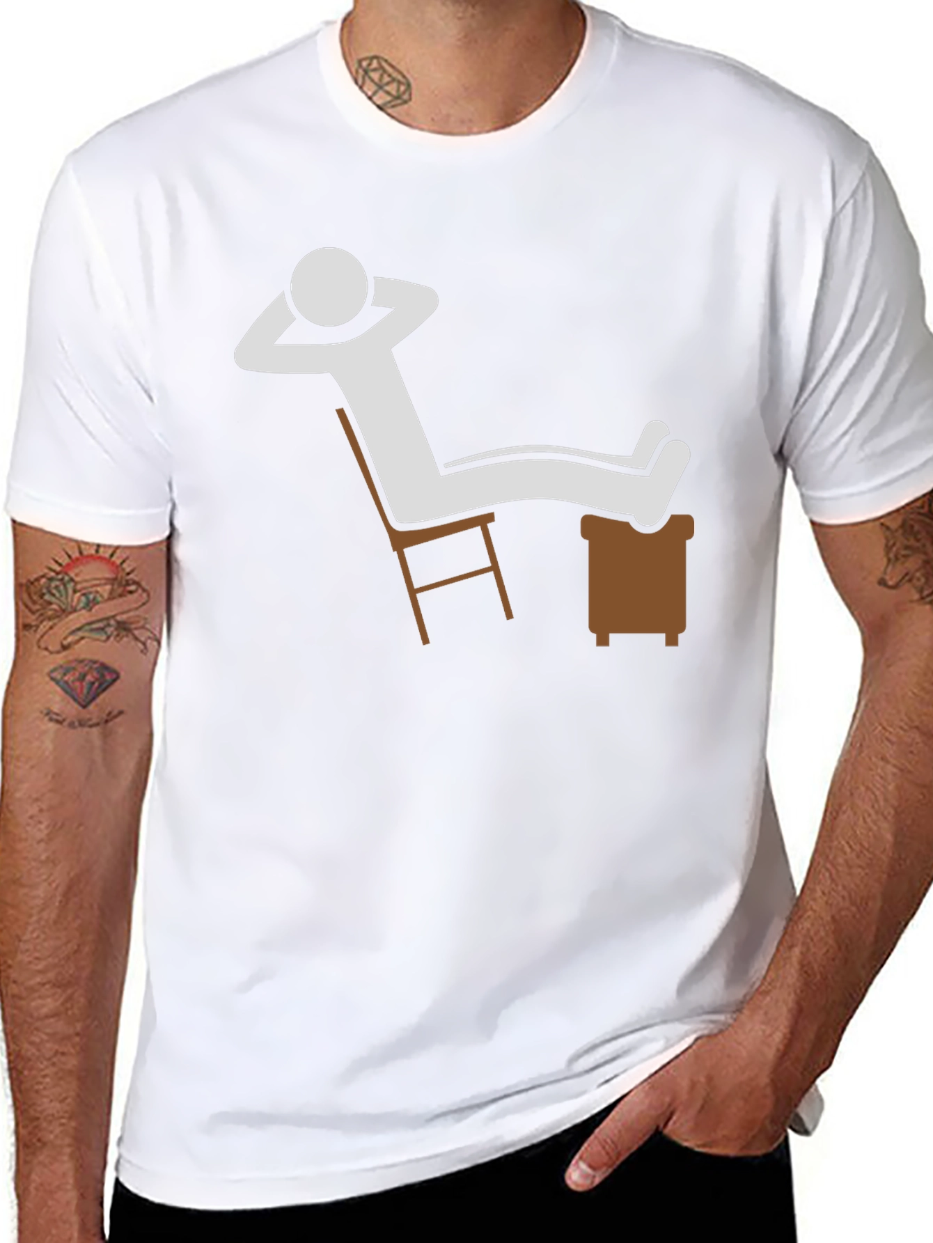 Relaxed Stick Figure Graphic Tee - Black