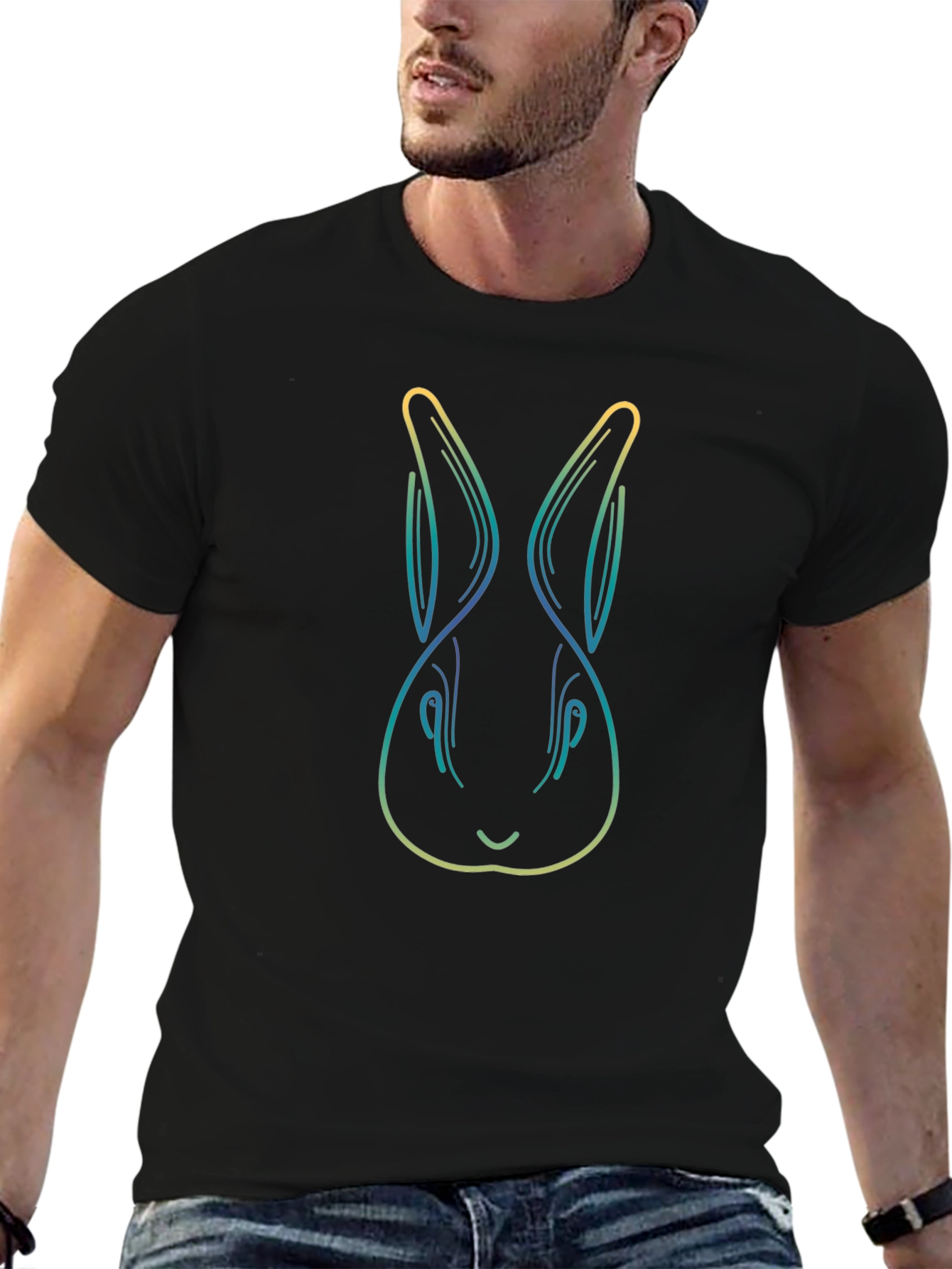 Line Art Rabbit Tee - Modern Graphic T-Shirt