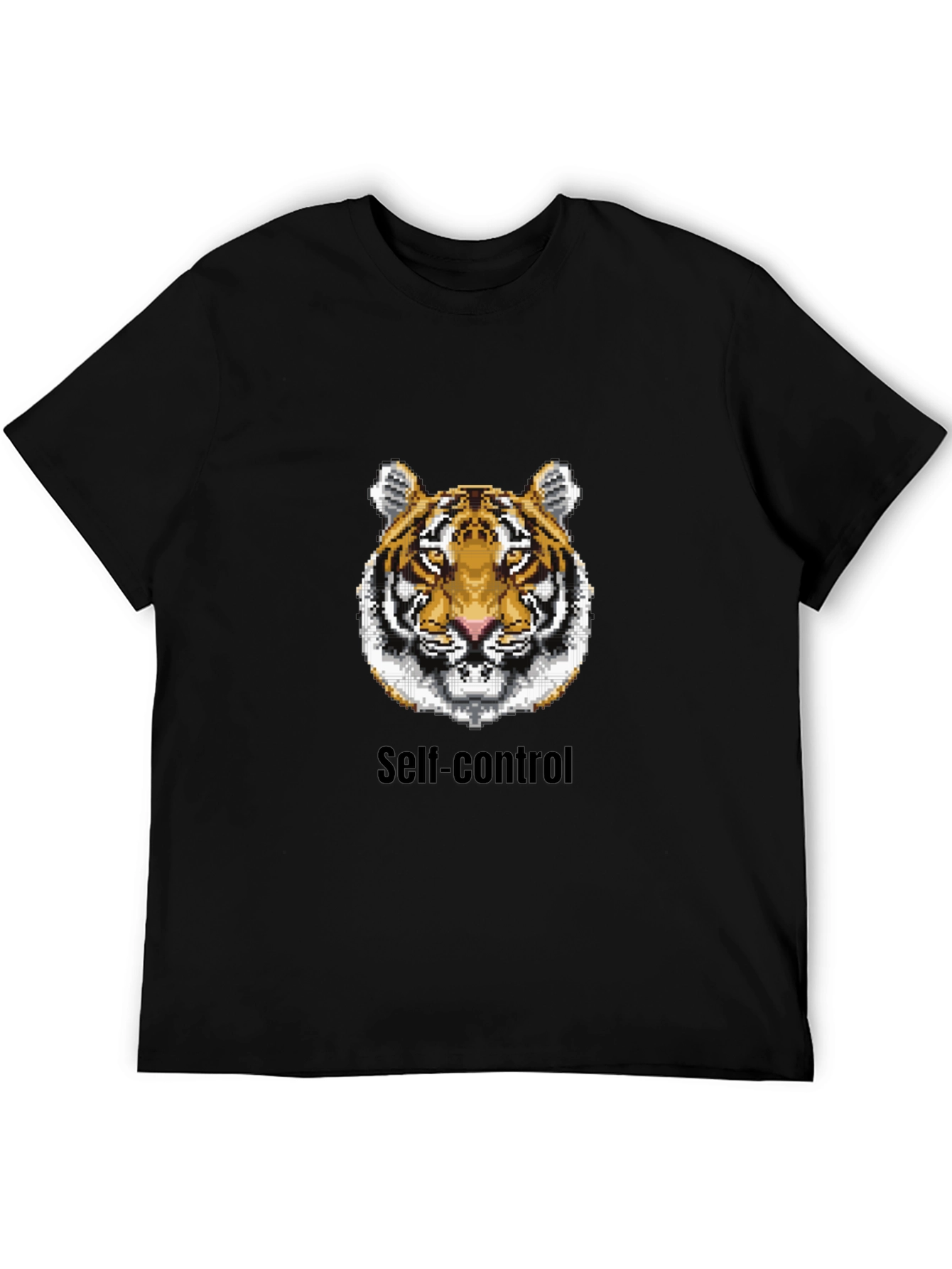 Pixelated Tiger T-Shirt: Self-Control Design