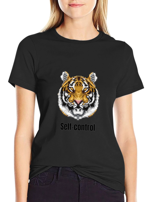 Pixelated Tiger T-Shirt: Self-Control Design
