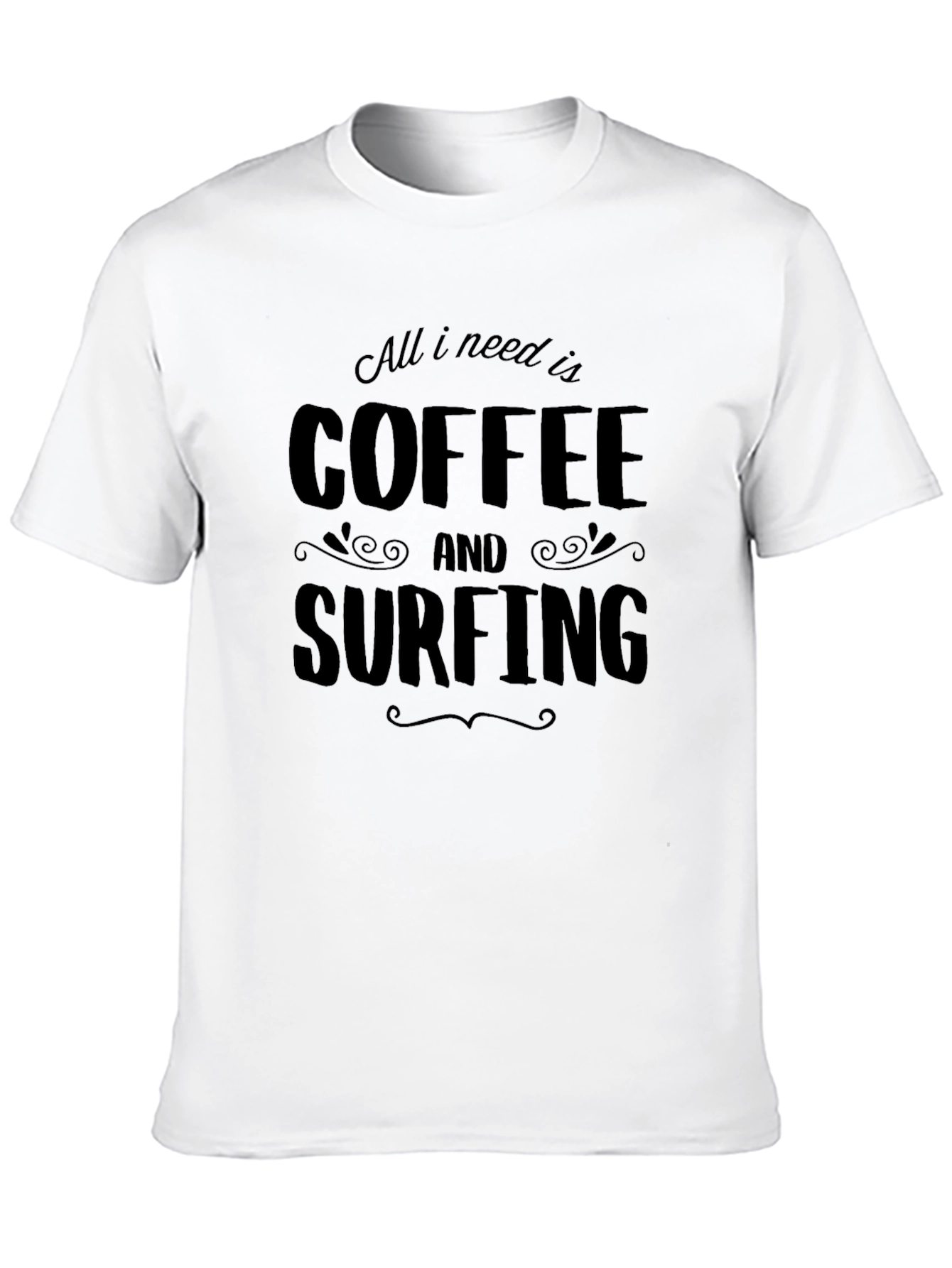 Coffee and Surfing Black Graphic Tee