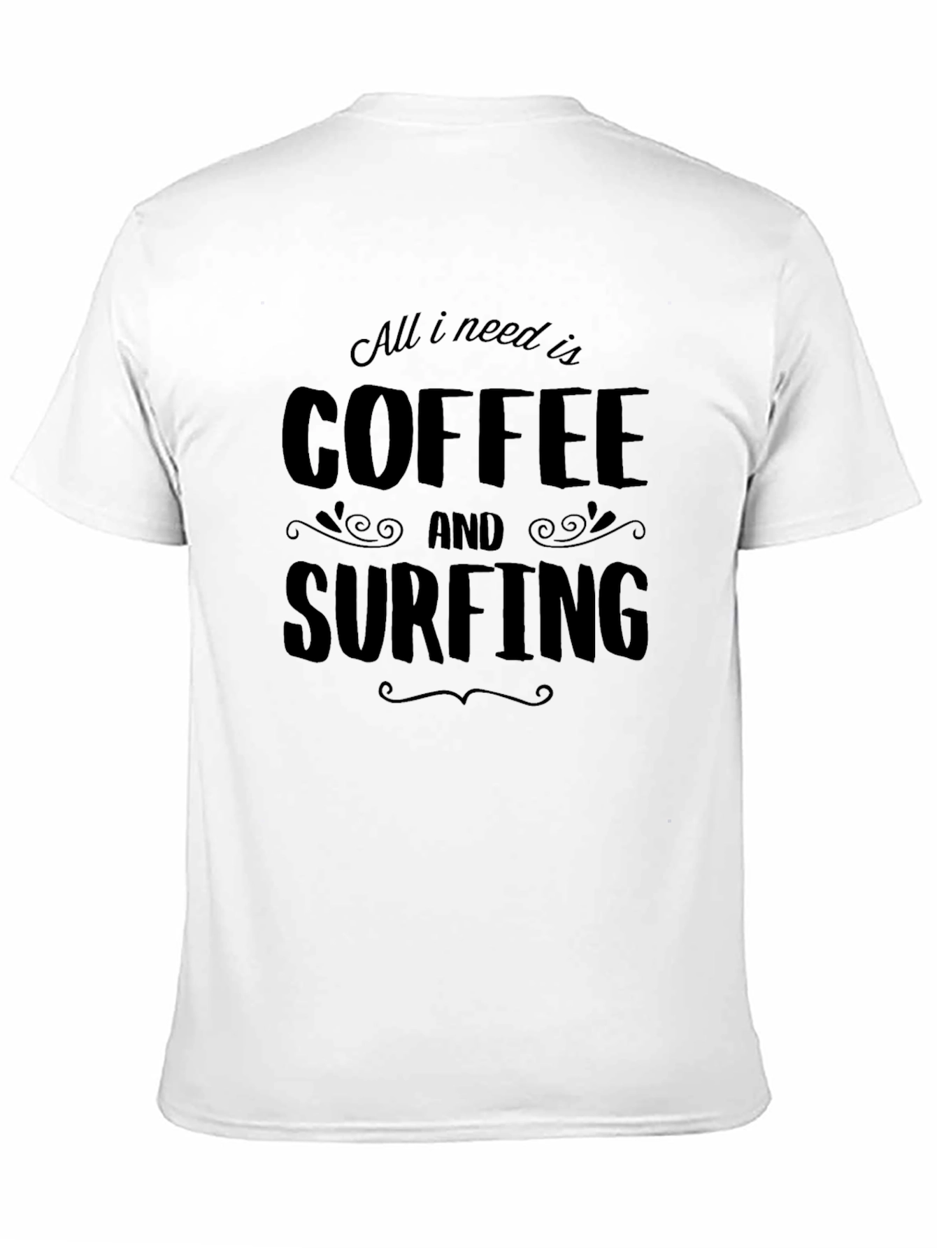 Coffee and Surfing Black Graphic Tee