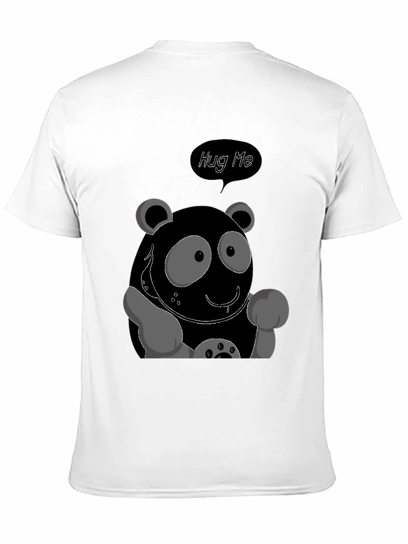 Cute Cartoon Panda Hug Me Graphic Tee - Black