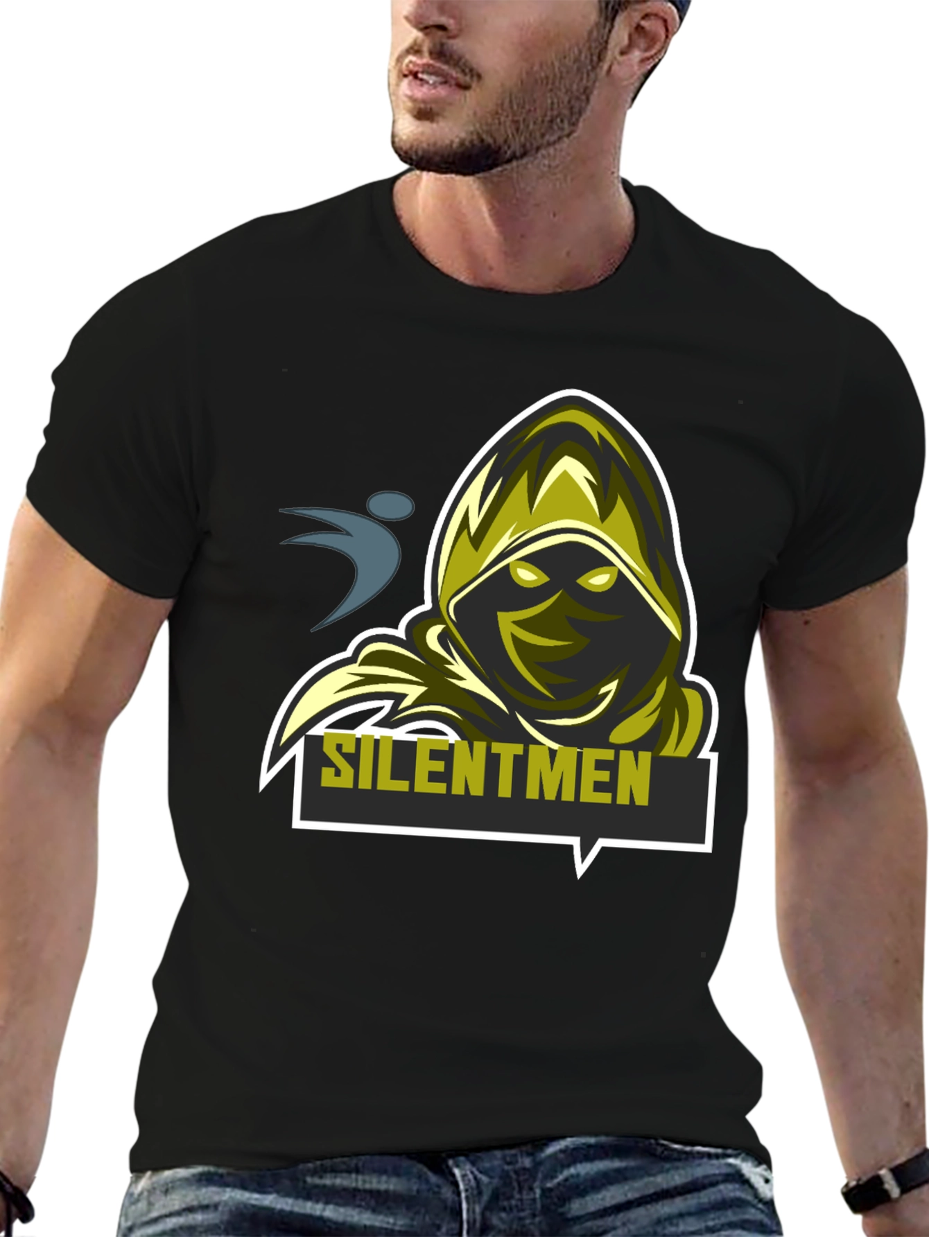 Silentmen Graphic Black T-Shirt - Gamer Style