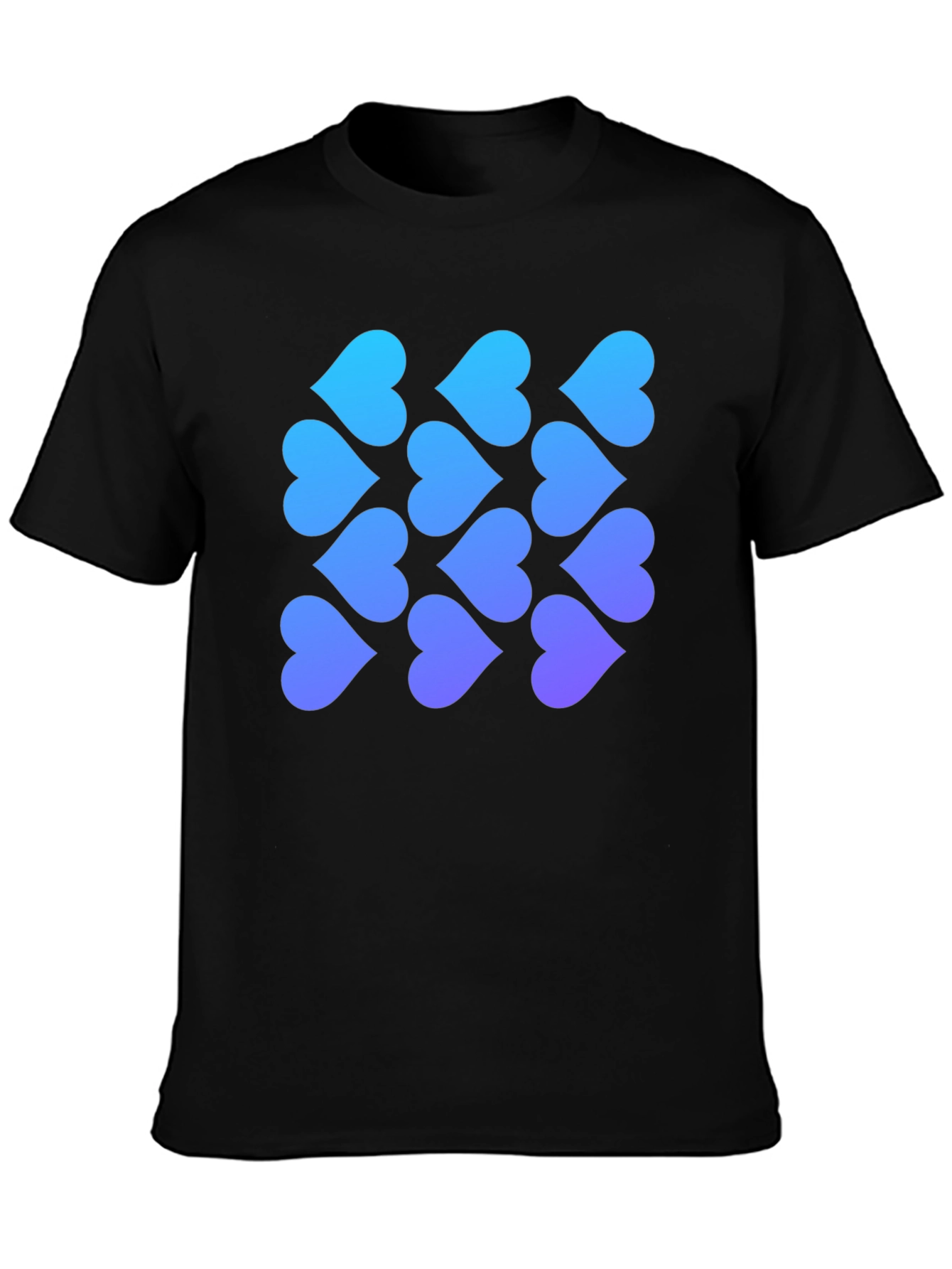 Gradient Heart Pattern Black T-Shirt