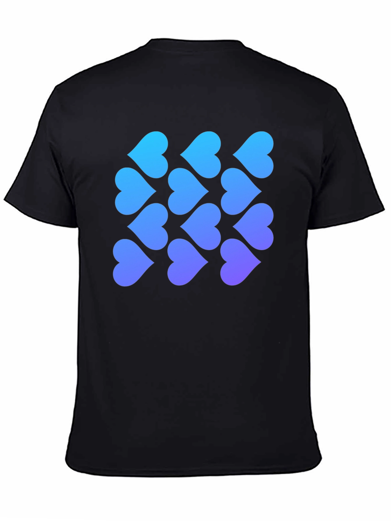 Gradient Heart Pattern Black T-Shirt