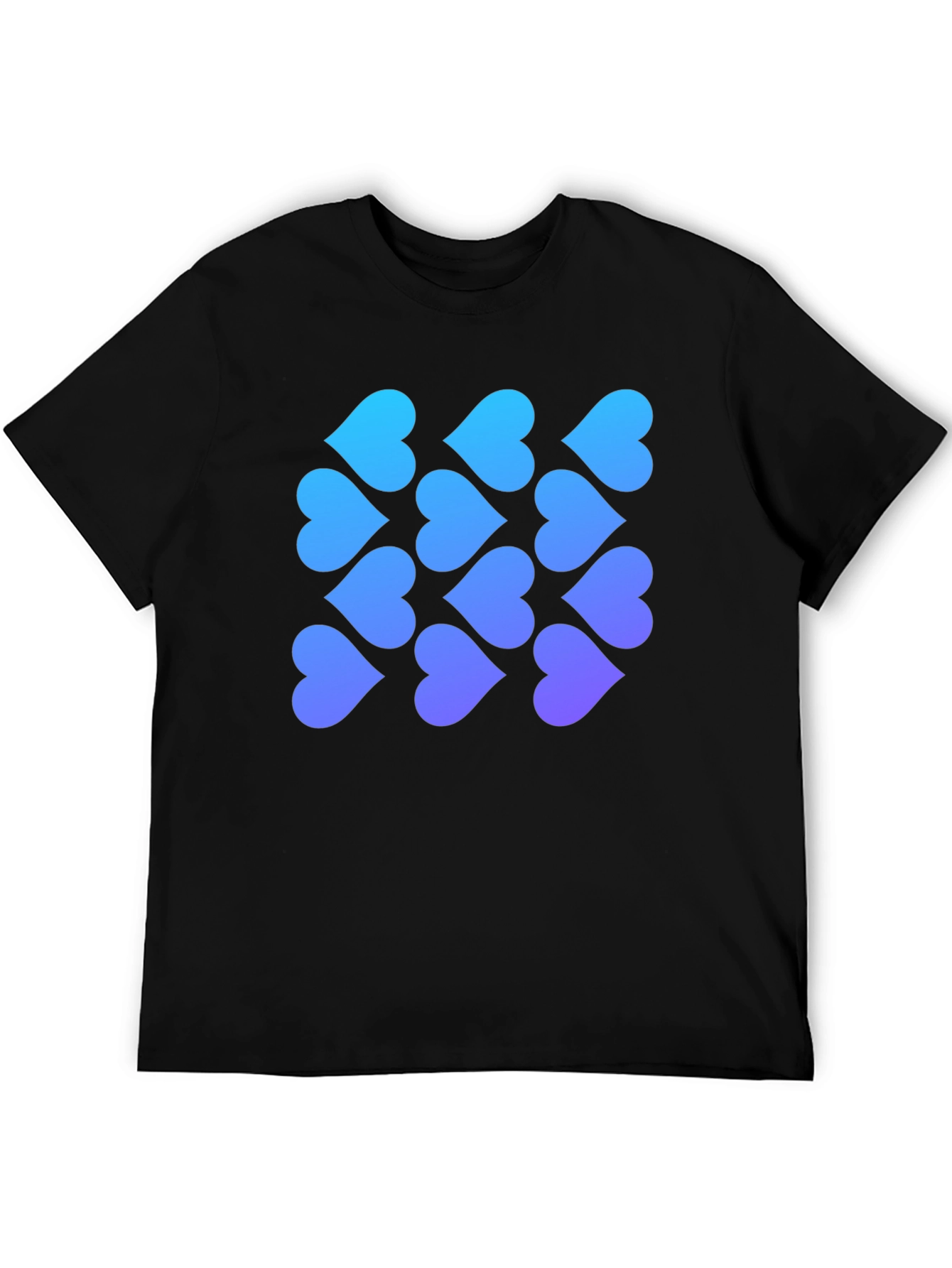 Gradient Heart Pattern Black T-Shirt