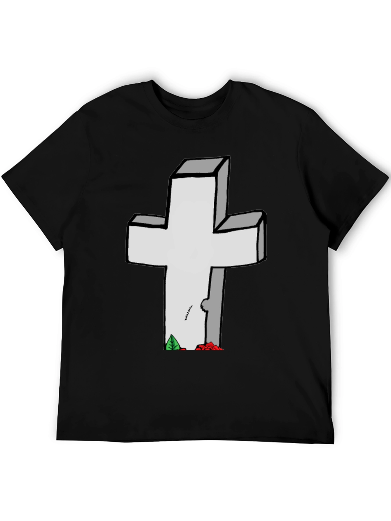 Cross Tombstone Graphic Tee - Casual Style