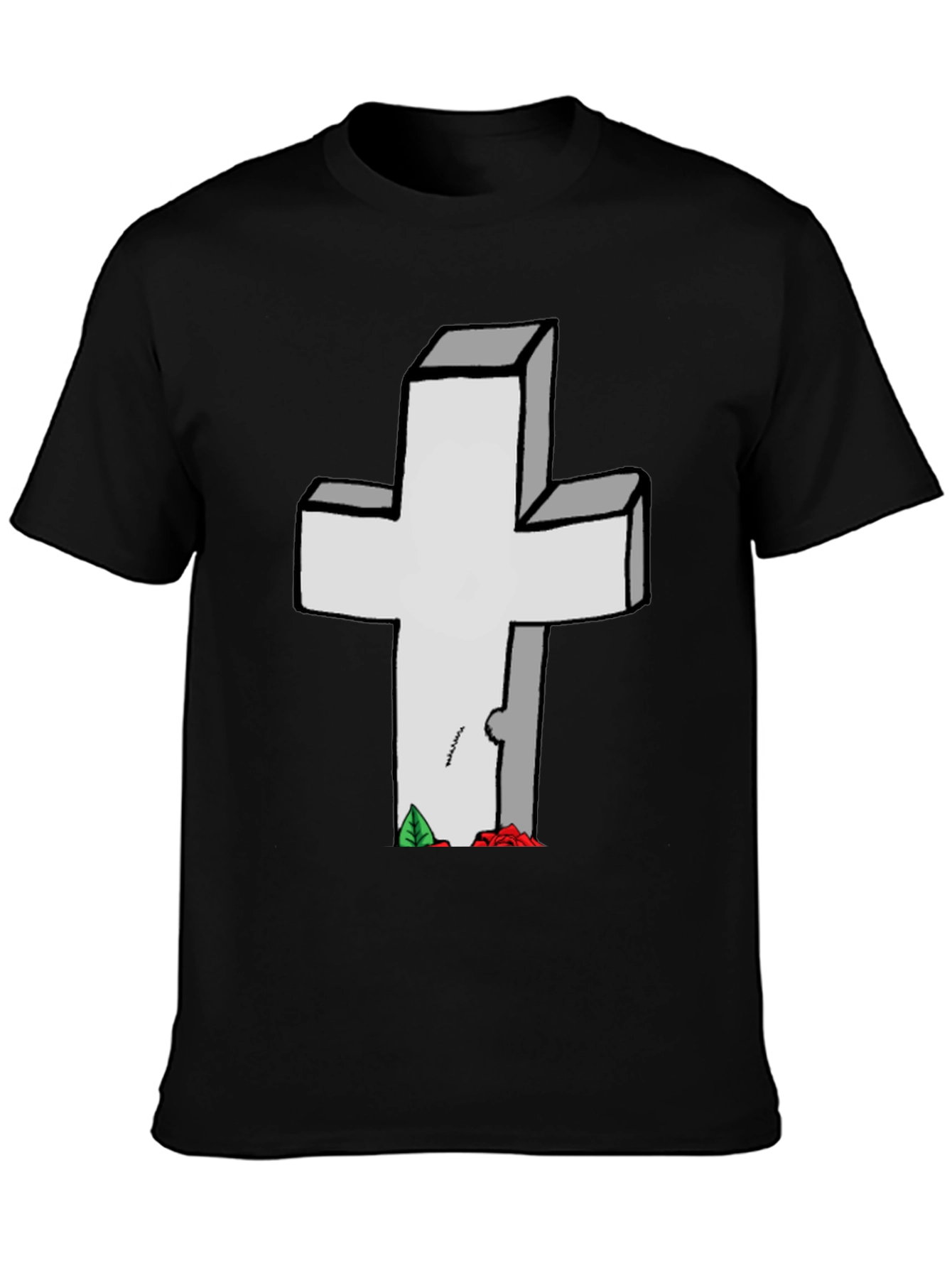 Cross Tombstone Graphic Tee - Casual Style