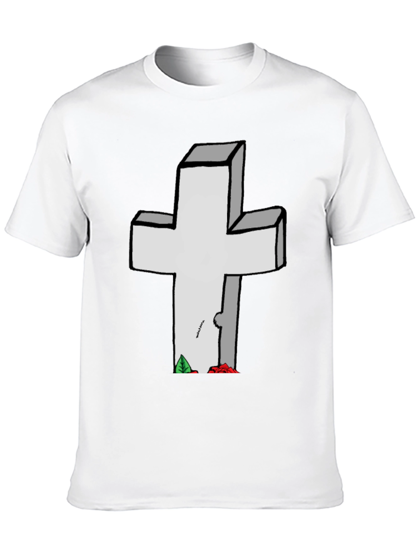 Cross Tombstone Graphic Tee - Casual Style