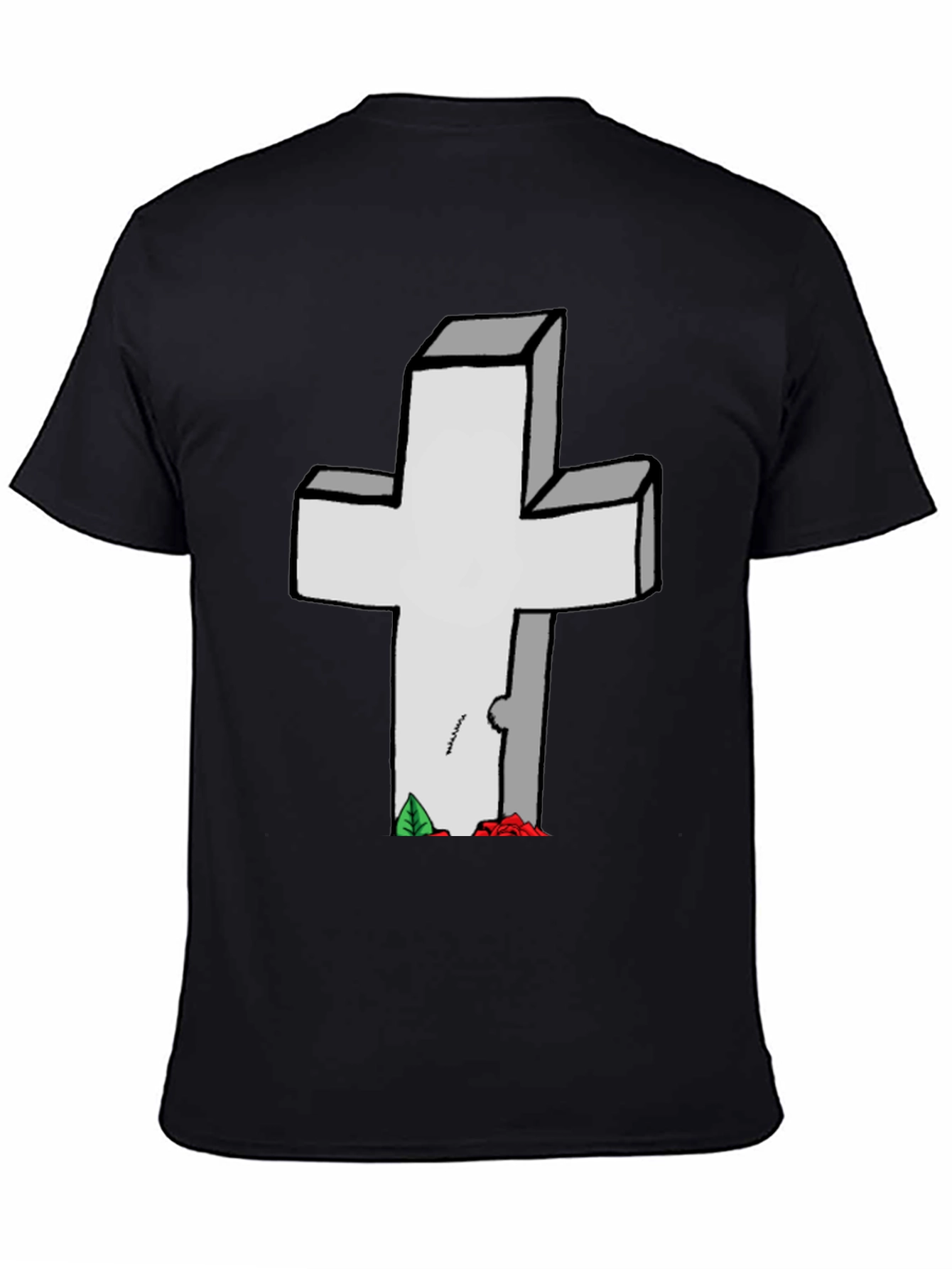 Cross Tombstone Graphic Tee - Casual Style