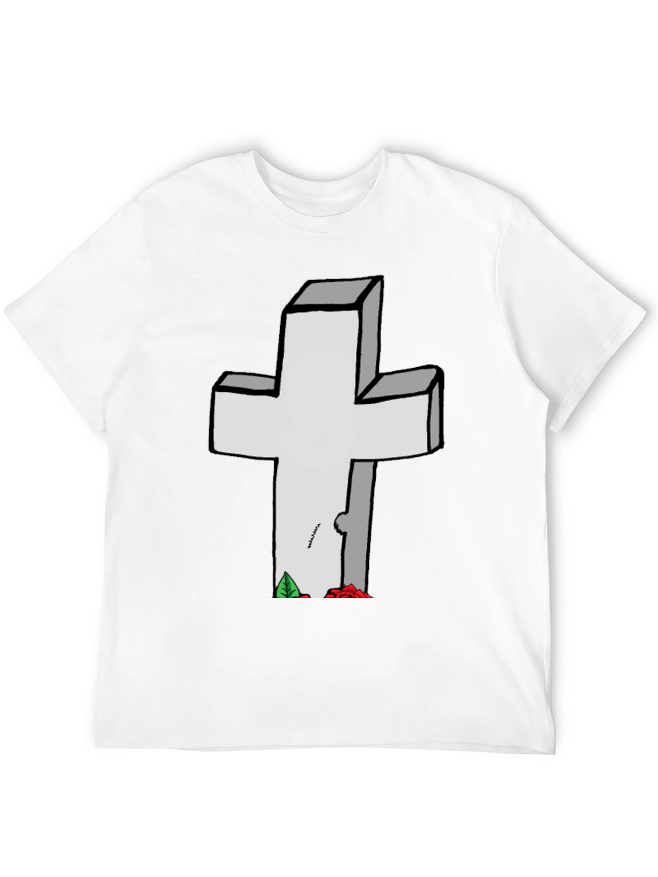 Cross Tombstone Graphic Tee - Casual Style