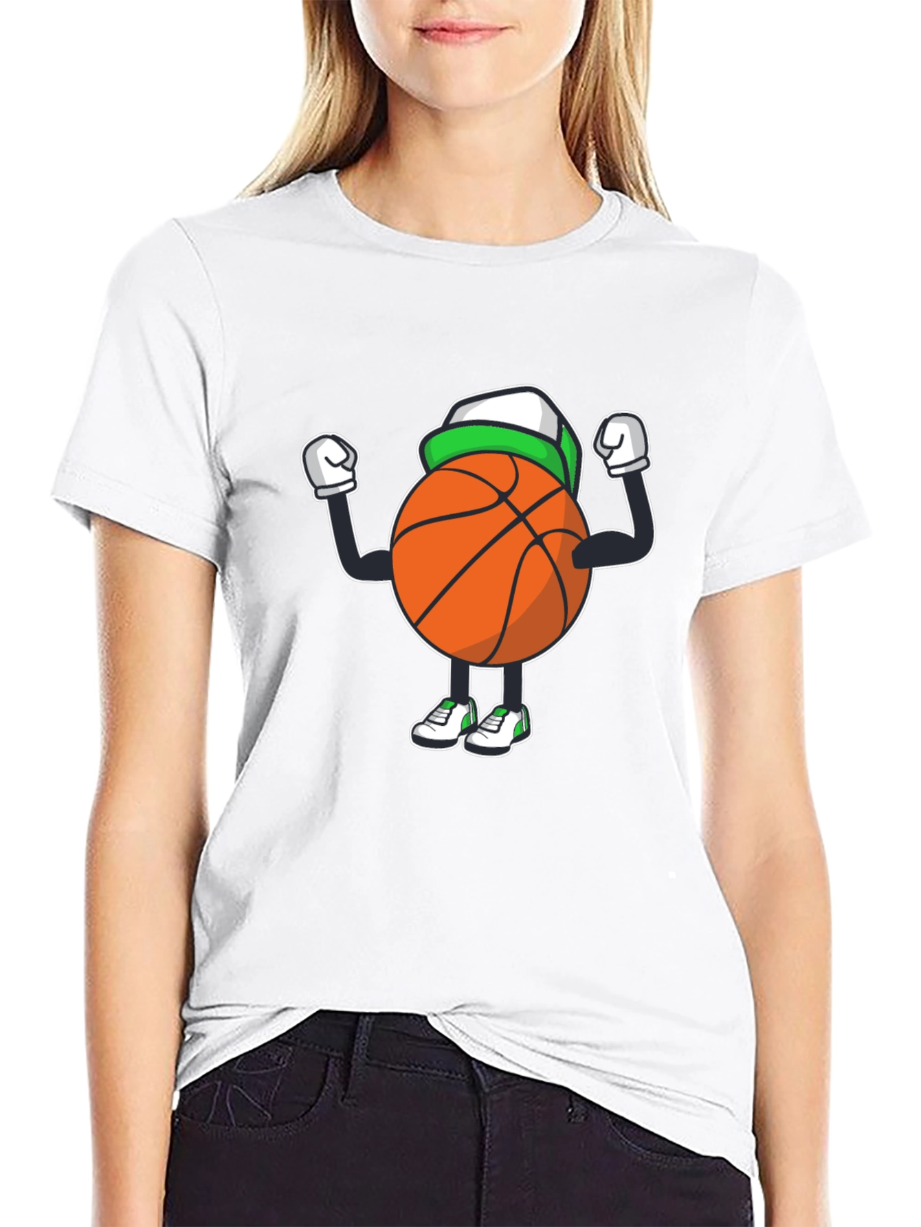 Basketball Cartoon Graphic Tee - Black