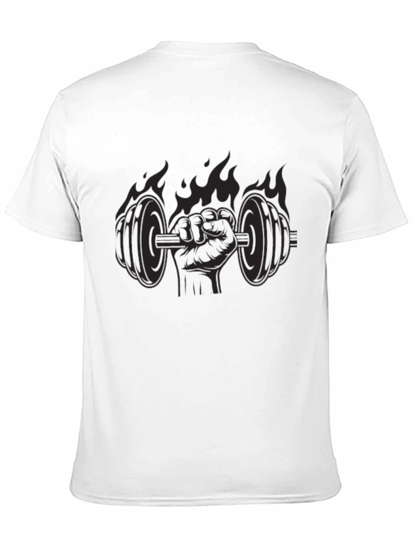 Flaming Fist Dumbbell Black T-Shirt