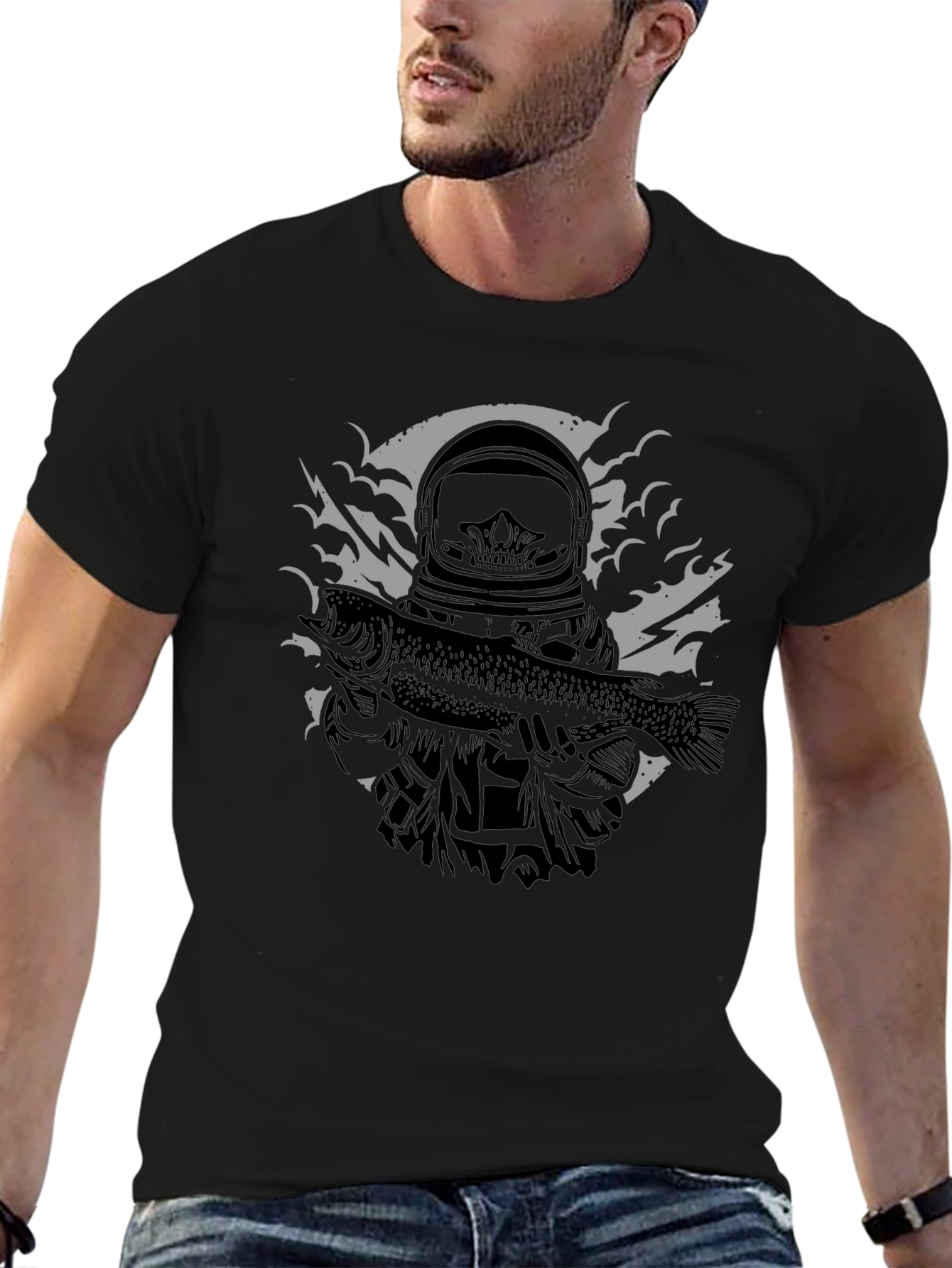 Astronaut Fisherman Graphic Tee