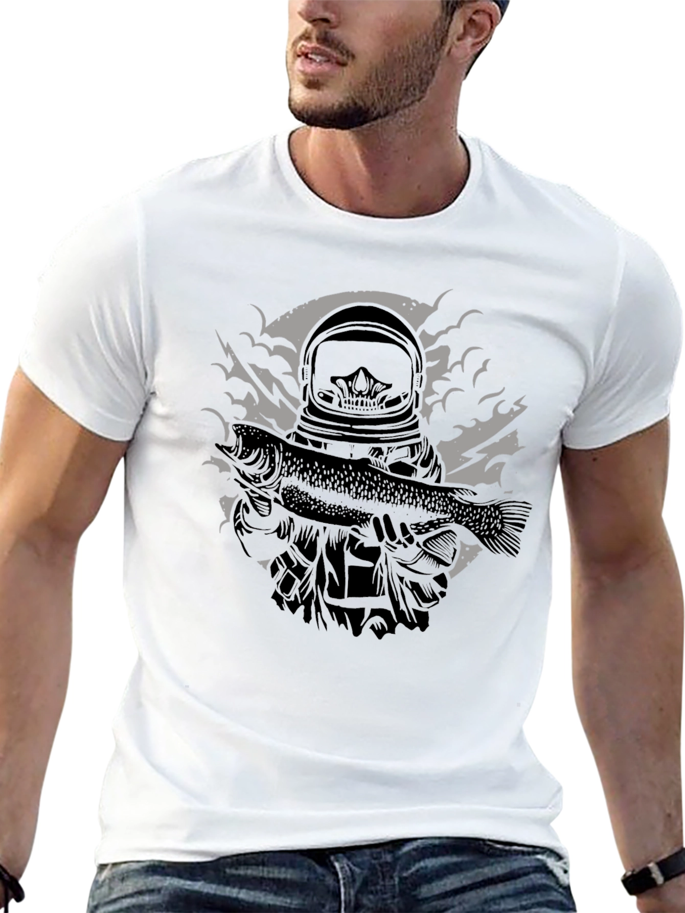 Astronaut Fisherman Graphic Tee