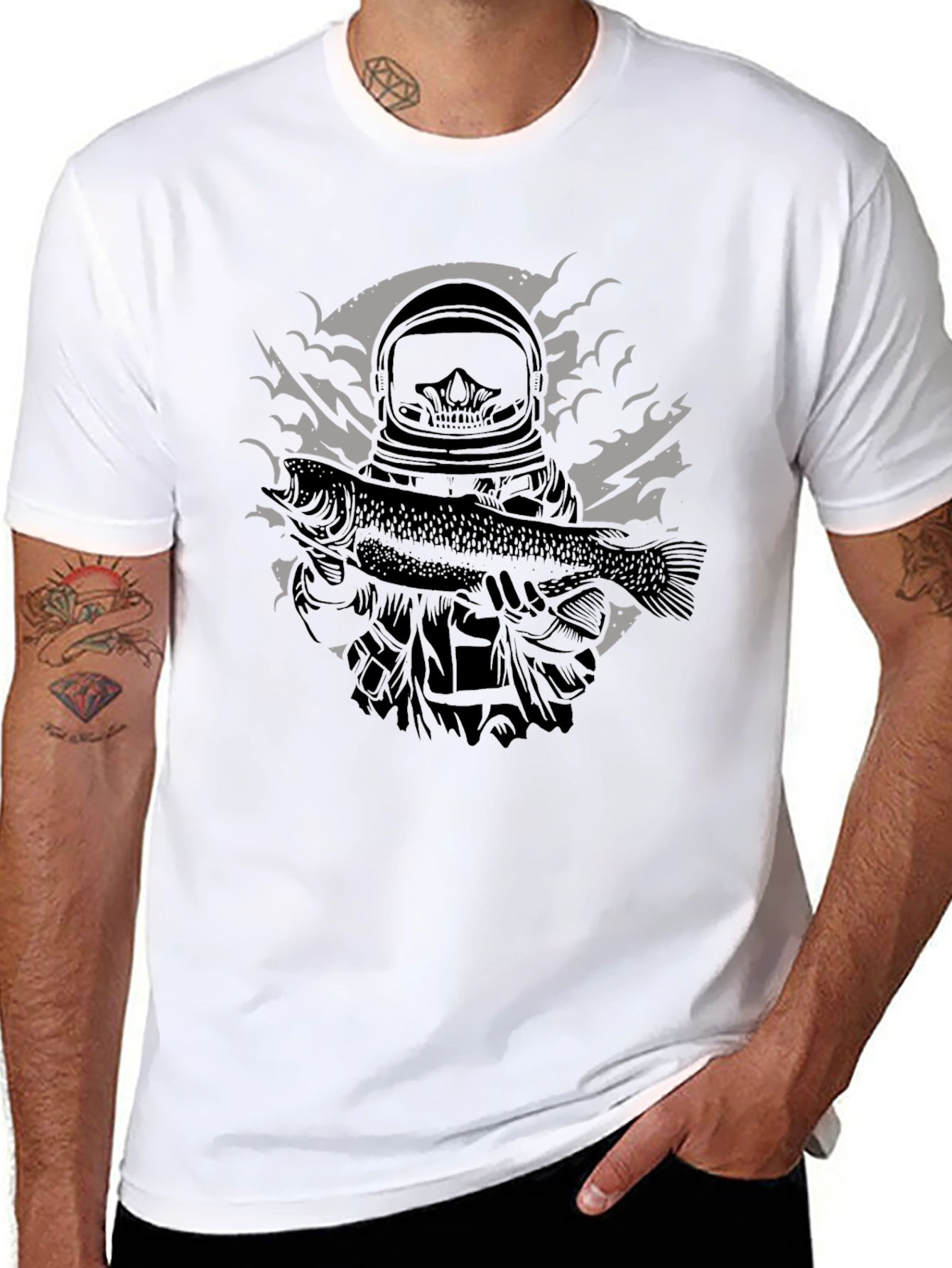 Astronaut Fisherman Graphic Tee