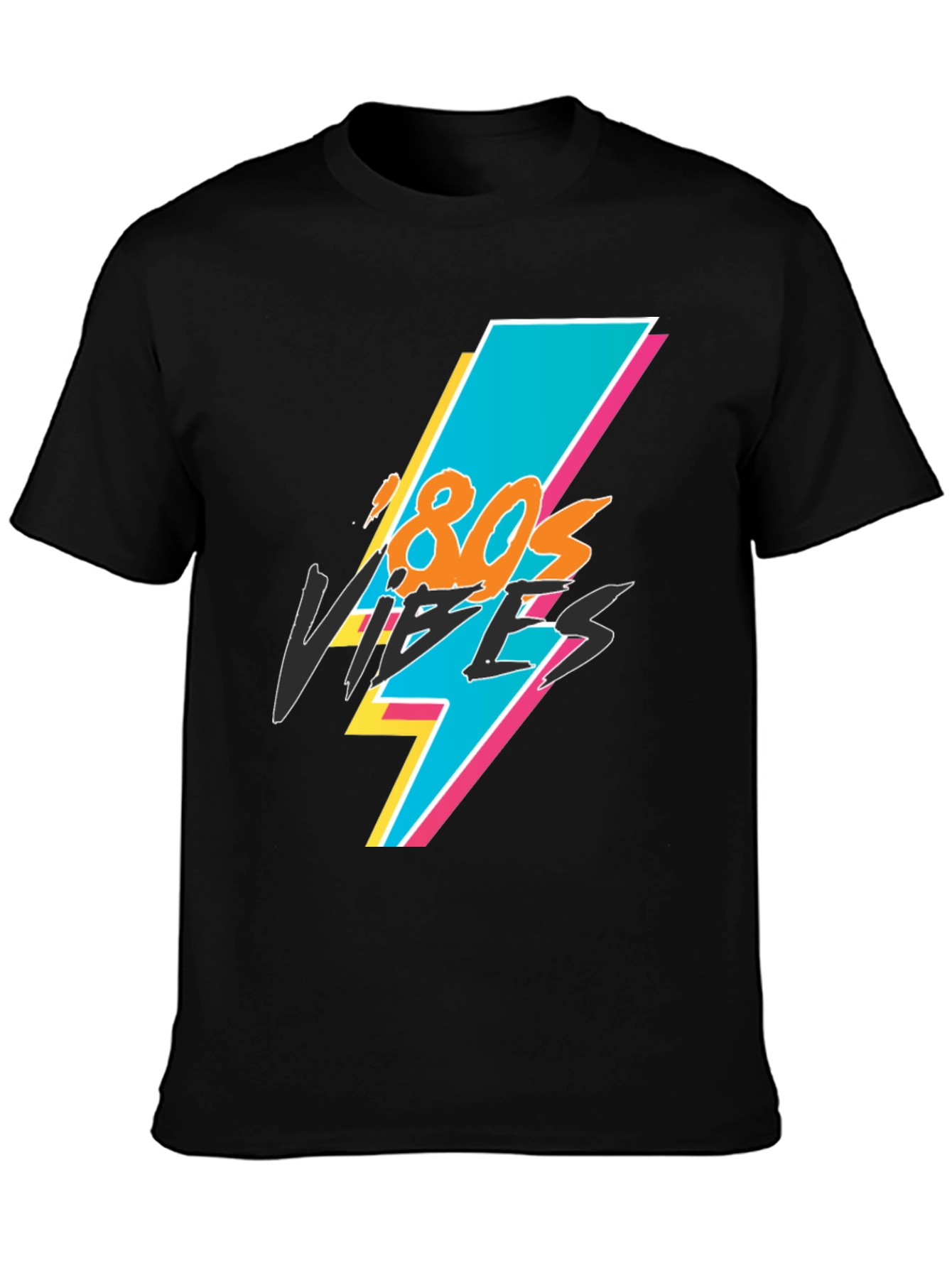 Retro 80s Vibes Graphic Black Tee