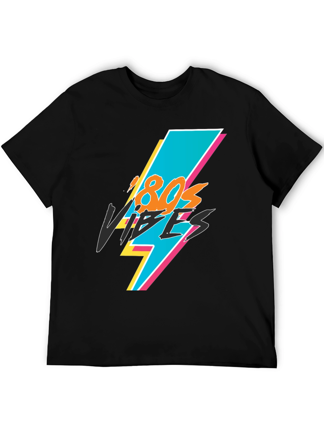 Retro 80s Vibes Graphic Black Tee
