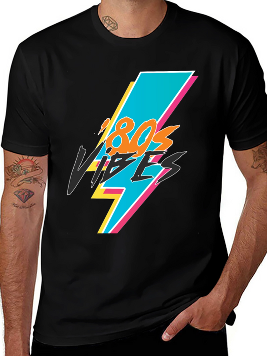 Retro 80s Vibes Graphic Black Tee