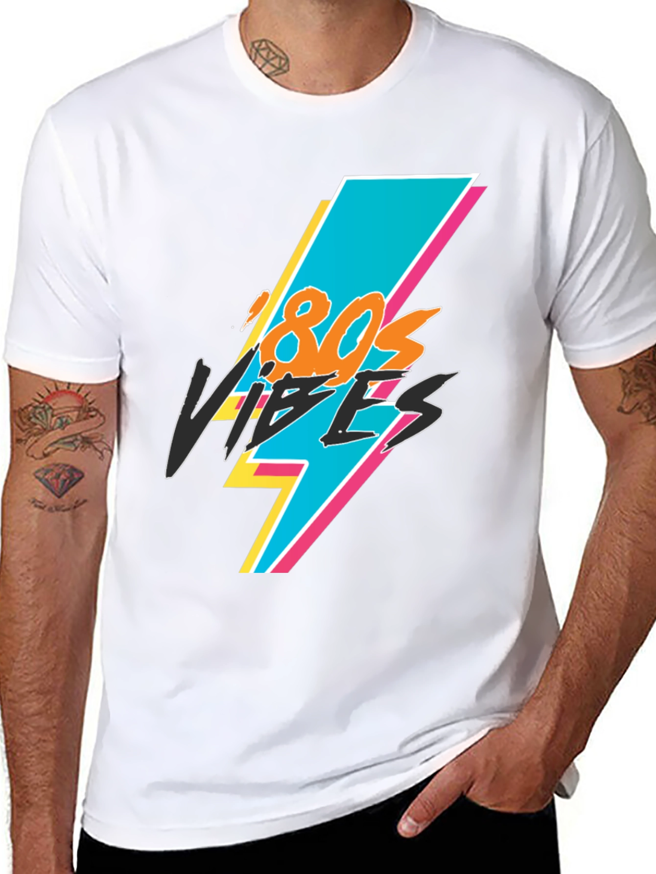 Retro 80s Vibes Graphic Black Tee