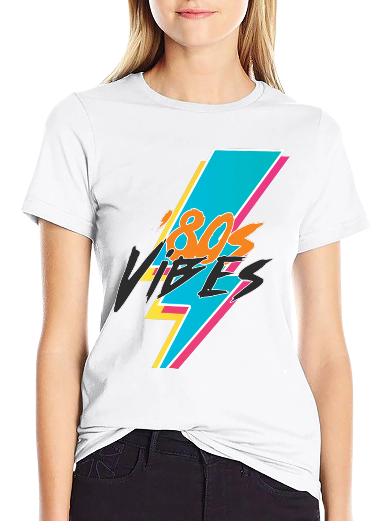 Retro 80s Vibes Graphic Black Tee