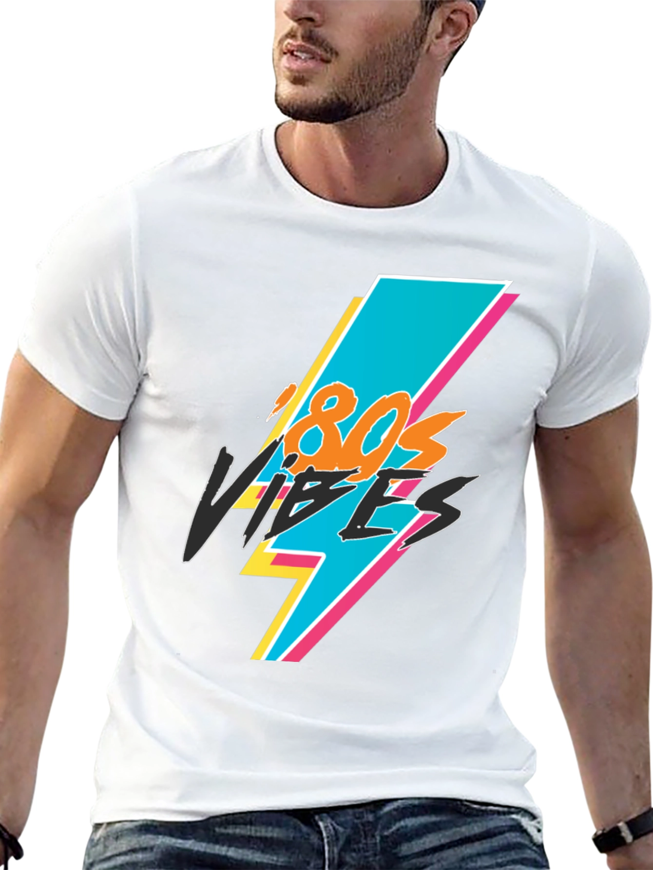 Retro 80s Vibes Graphic Black Tee
