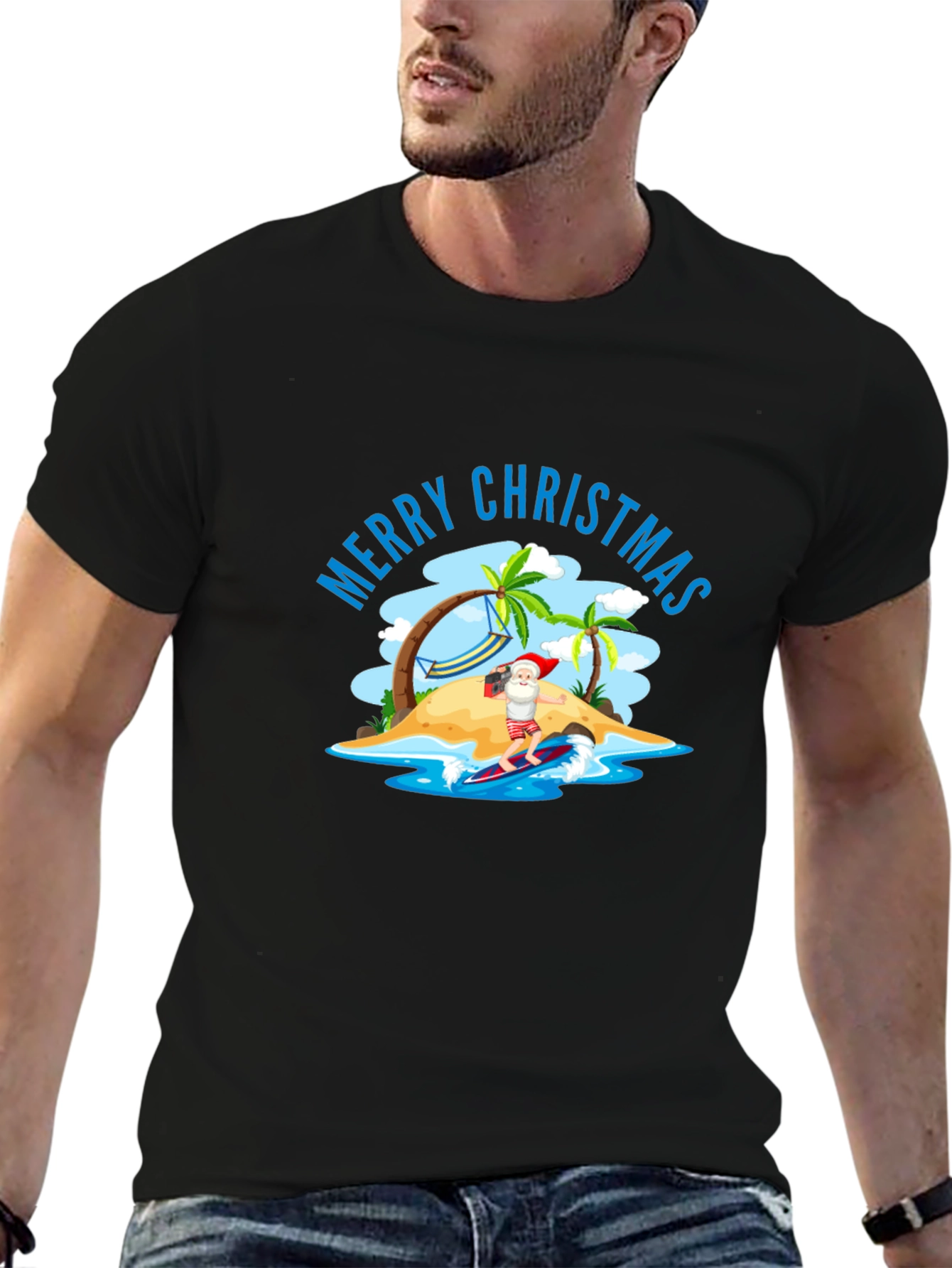 Christmas Santa Surfing T-Shirt