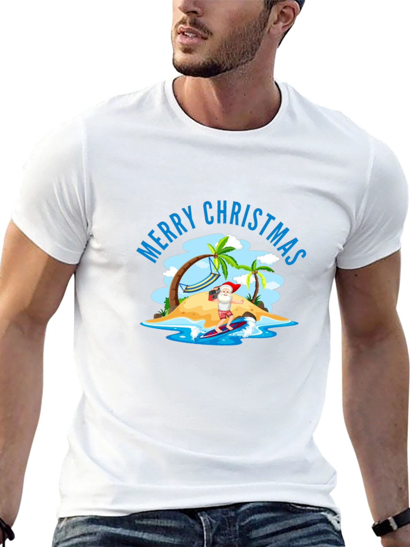 Christmas Santa Surfing T-Shirt