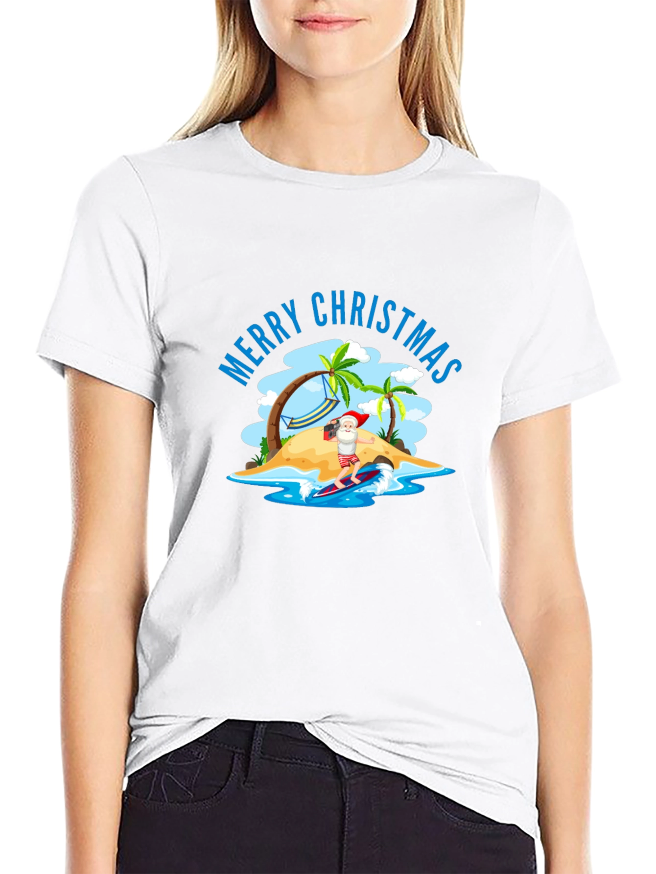 Christmas Santa Surfing T-Shirt