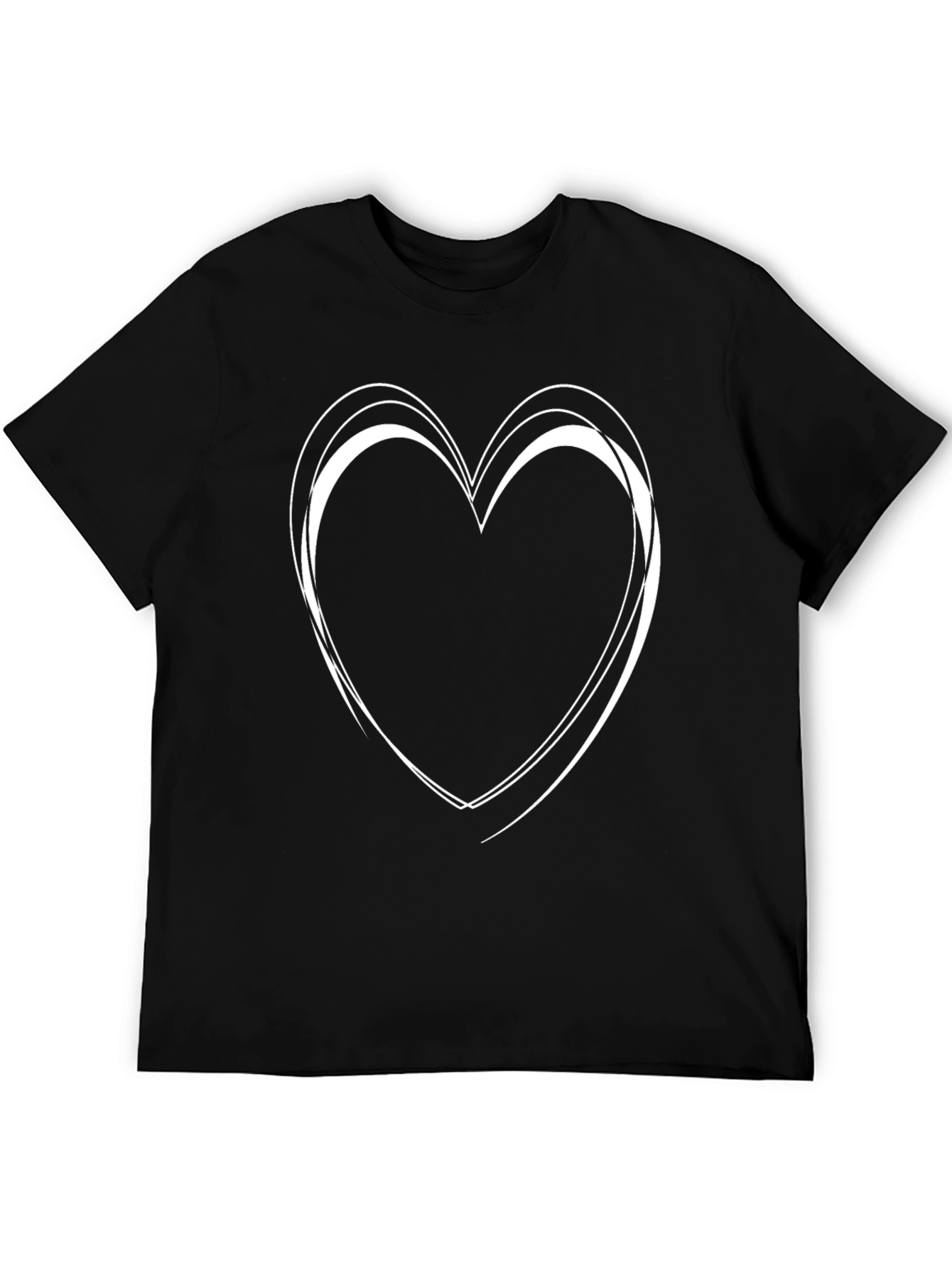 Heart Outline Graphic Black T-Shirt