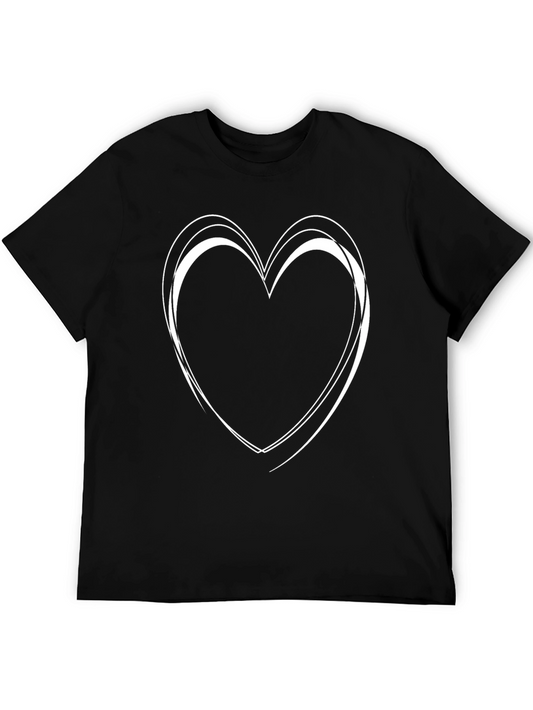 Heart Outline Graphic Black T-Shirt