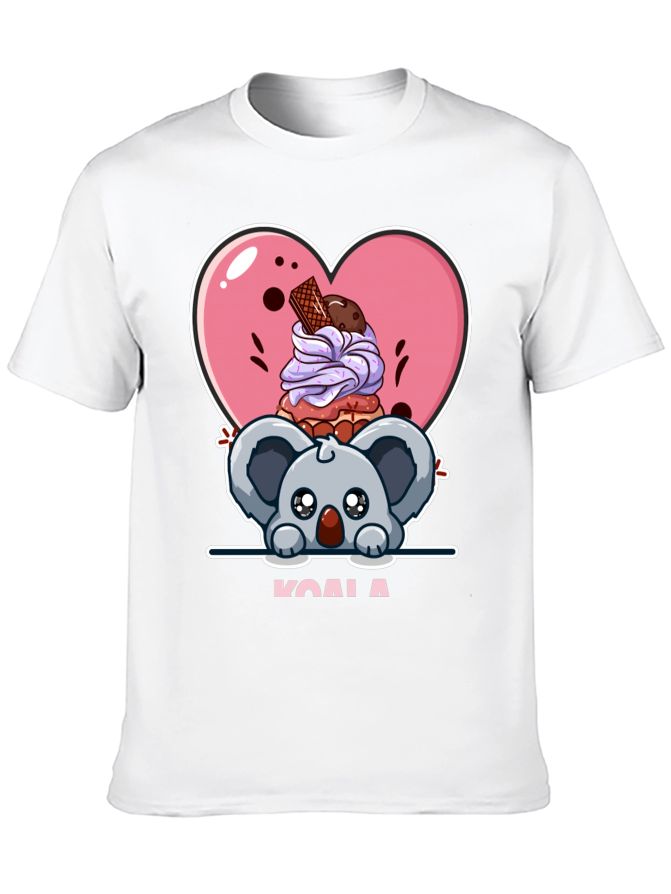 Cute Koala & Dessert Black T-Shirt