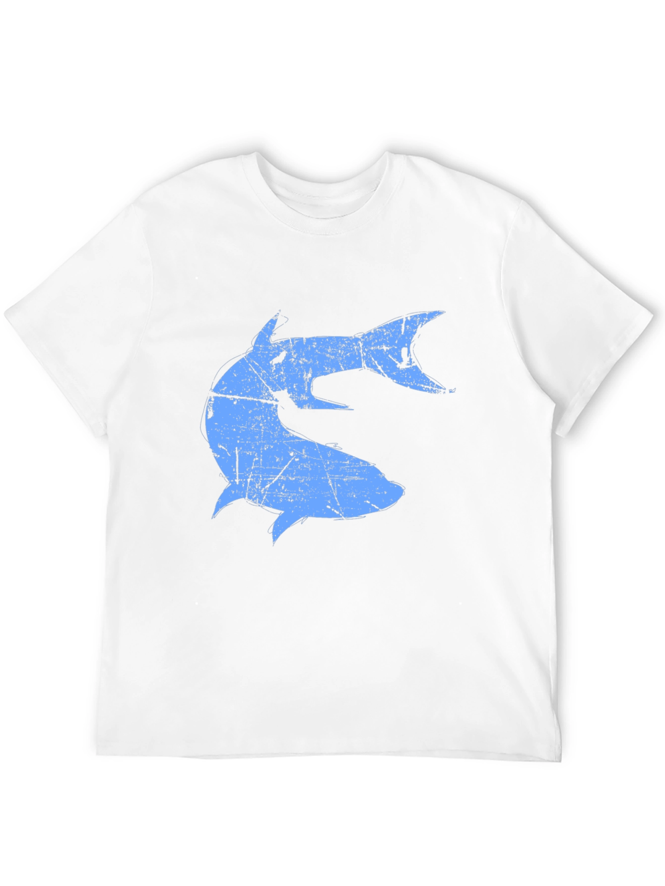 Distressed Blue Shark Graphic Black T-Shirt