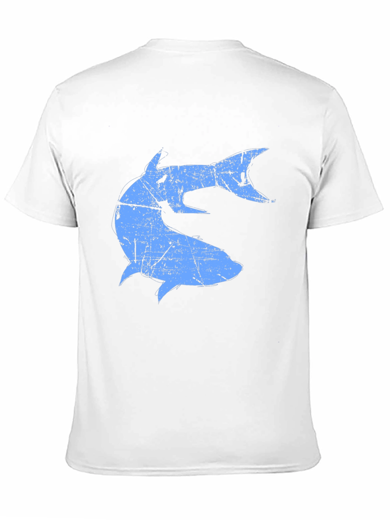 Distressed Blue Shark Graphic Black T-Shirt