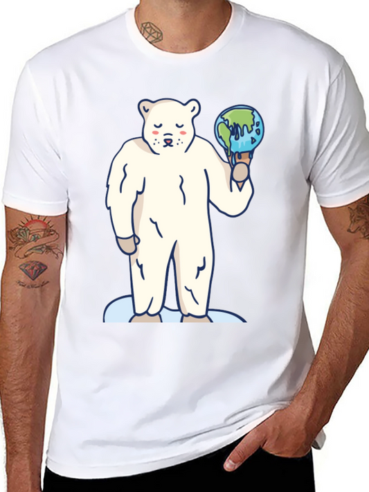 Polar Bear Melting Earth T-Shirt - Global Warming Awareness