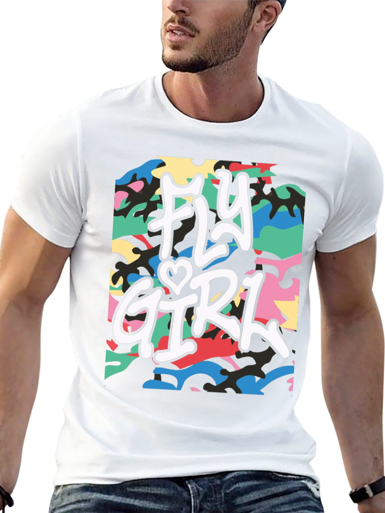 Fly Girl Graphic Tee - Urban Camo Design
