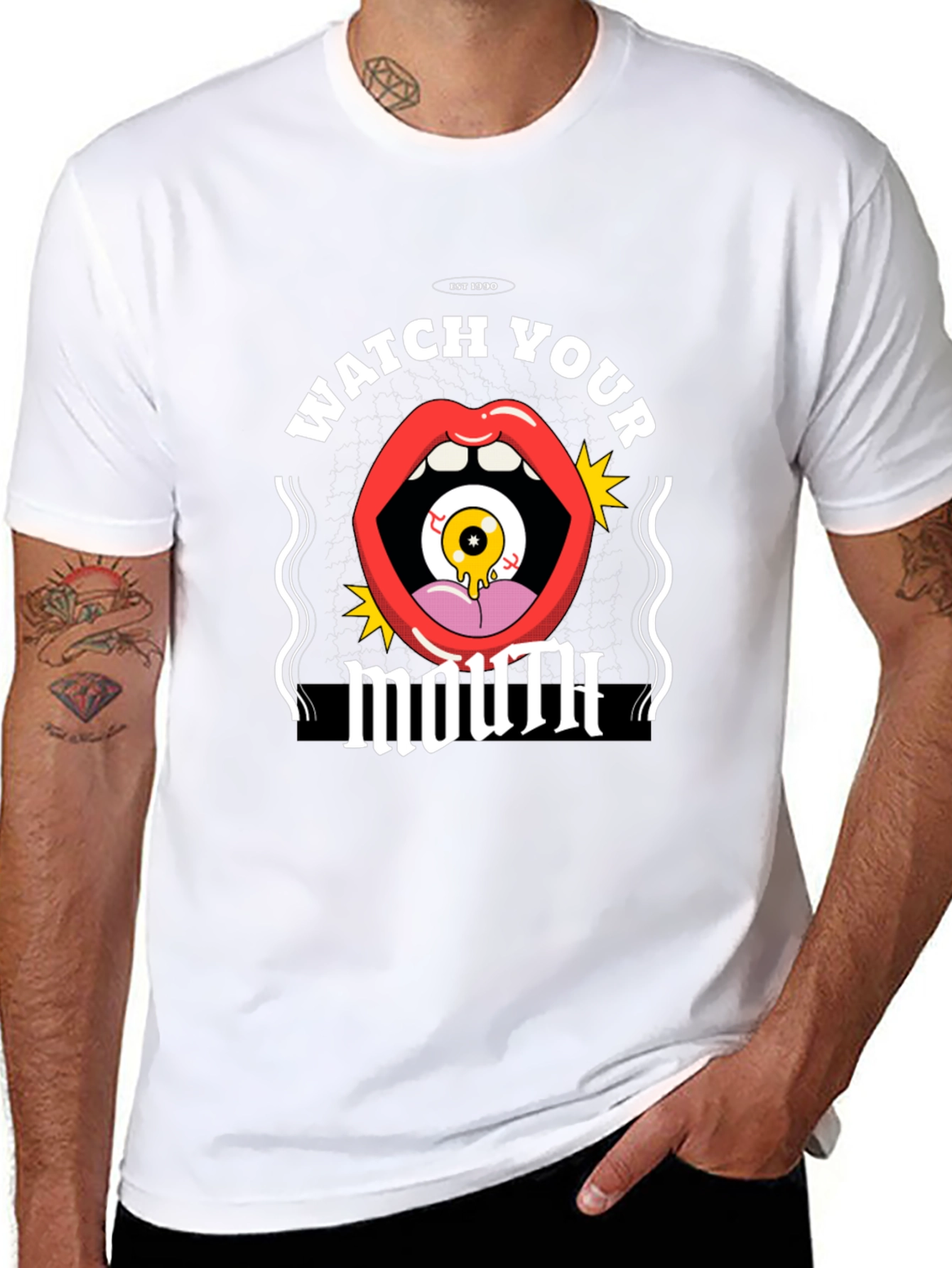 Watch Your Mouth Graphic Tee - Novelty T-Shirt