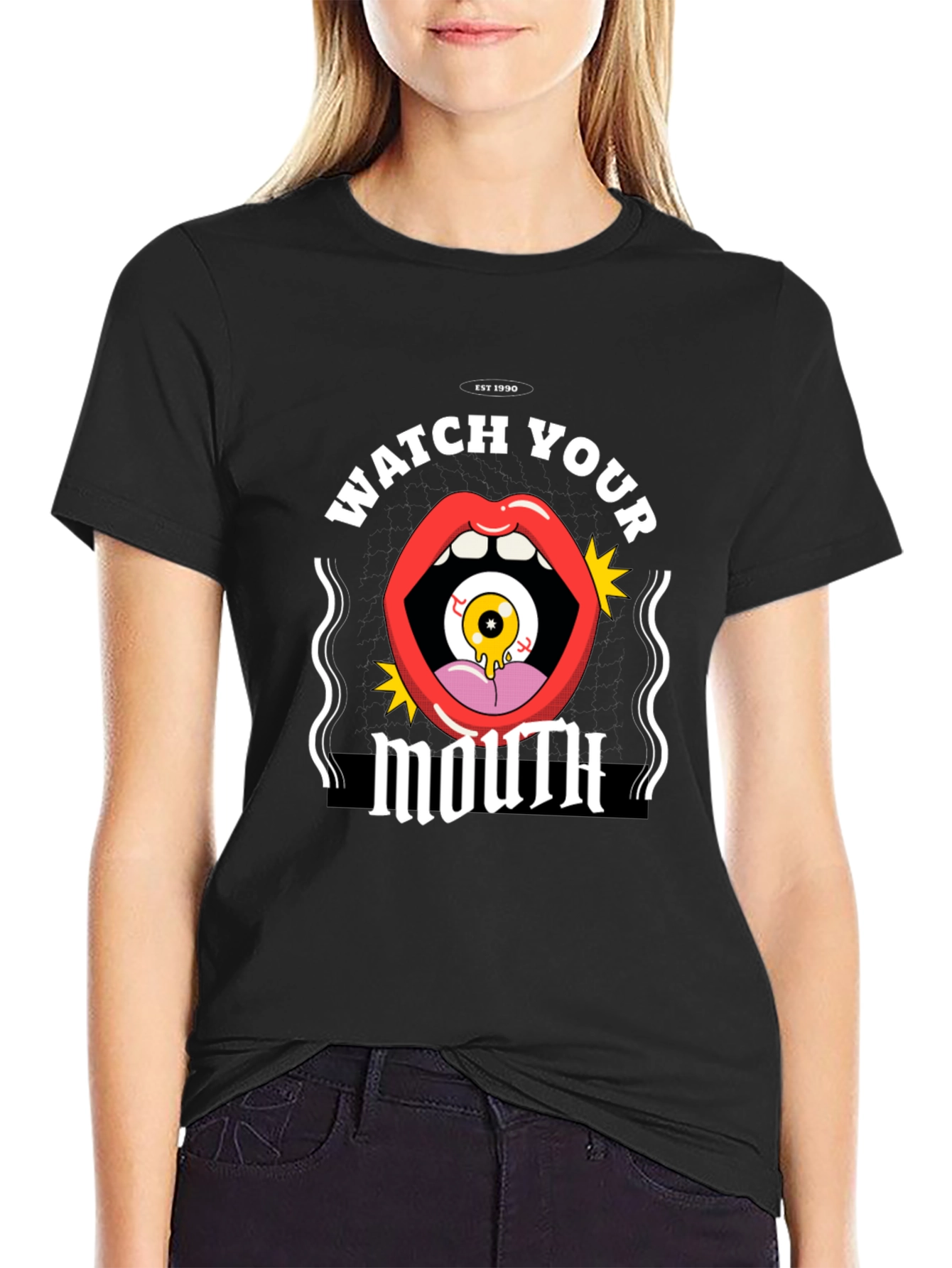 Watch Your Mouth Graphic Tee - Novelty T-Shirt