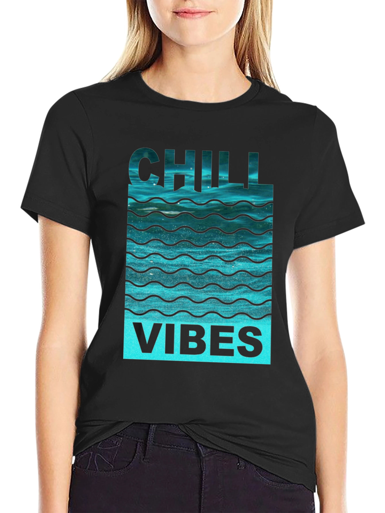 Chill Vibes Graphic Tee - Black Cotton Comfort