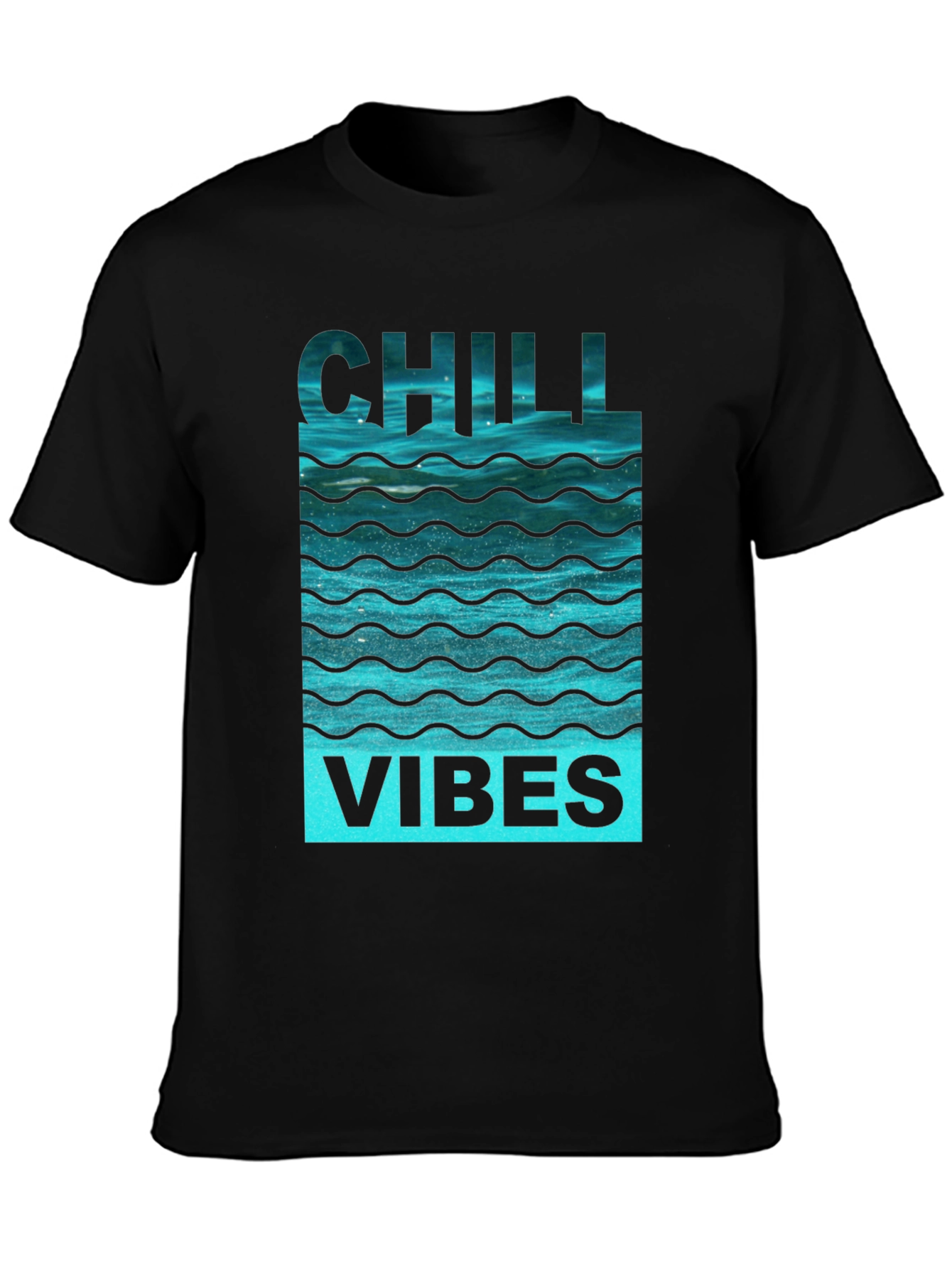 Chill Vibes Graphic Tee - Black Cotton Comfort