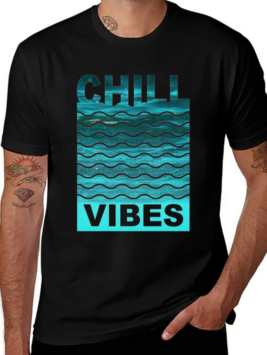 Chill Vibes Graphic Tee - Black Cotton Comfort