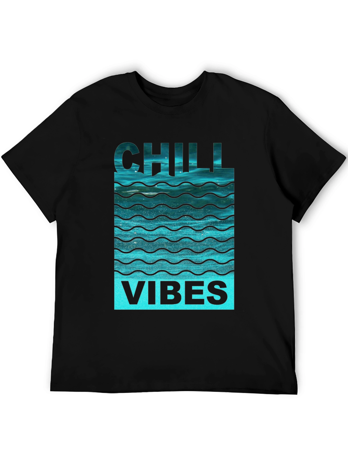 Chill Vibes Graphic Tee - Black Cotton Comfort