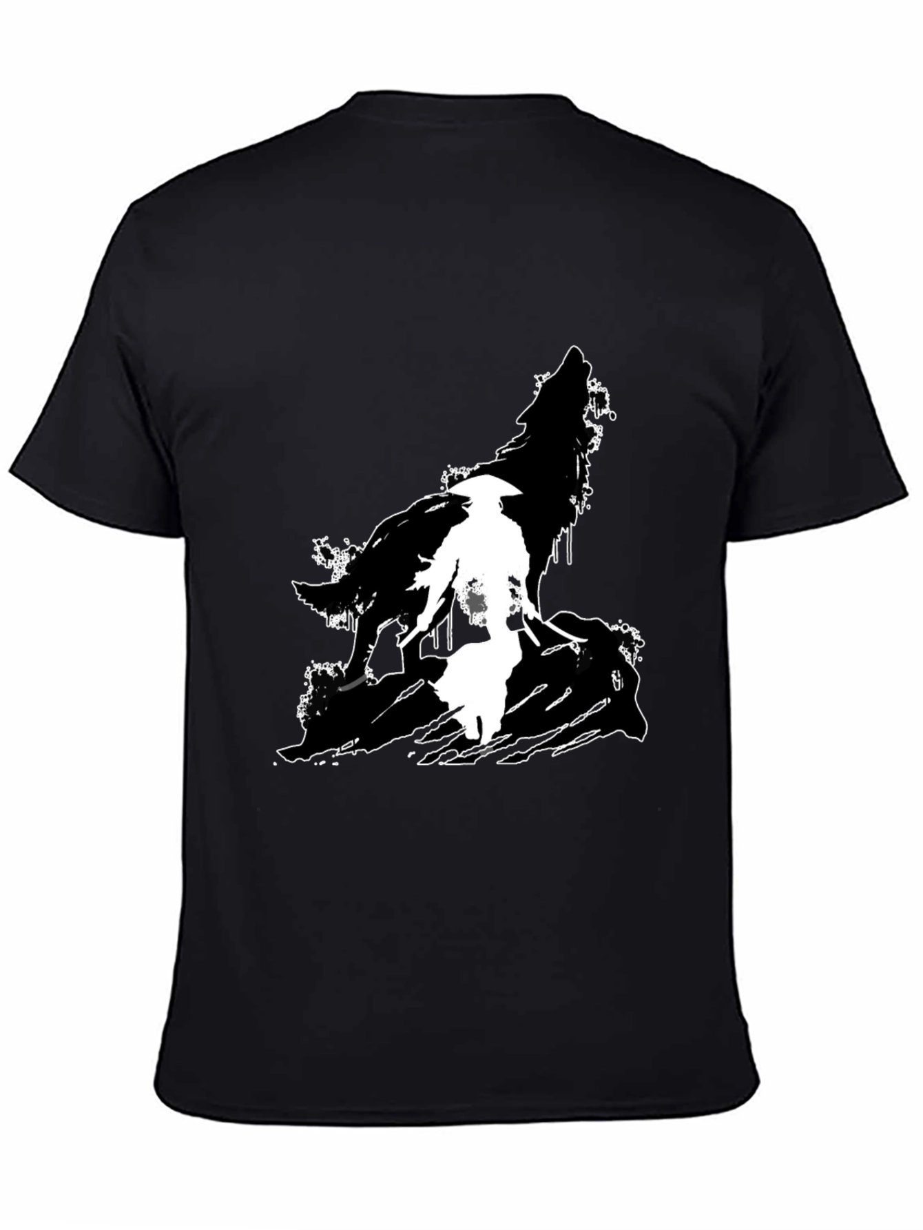 Wolf Silhouette Graphic T-Shirt - Black