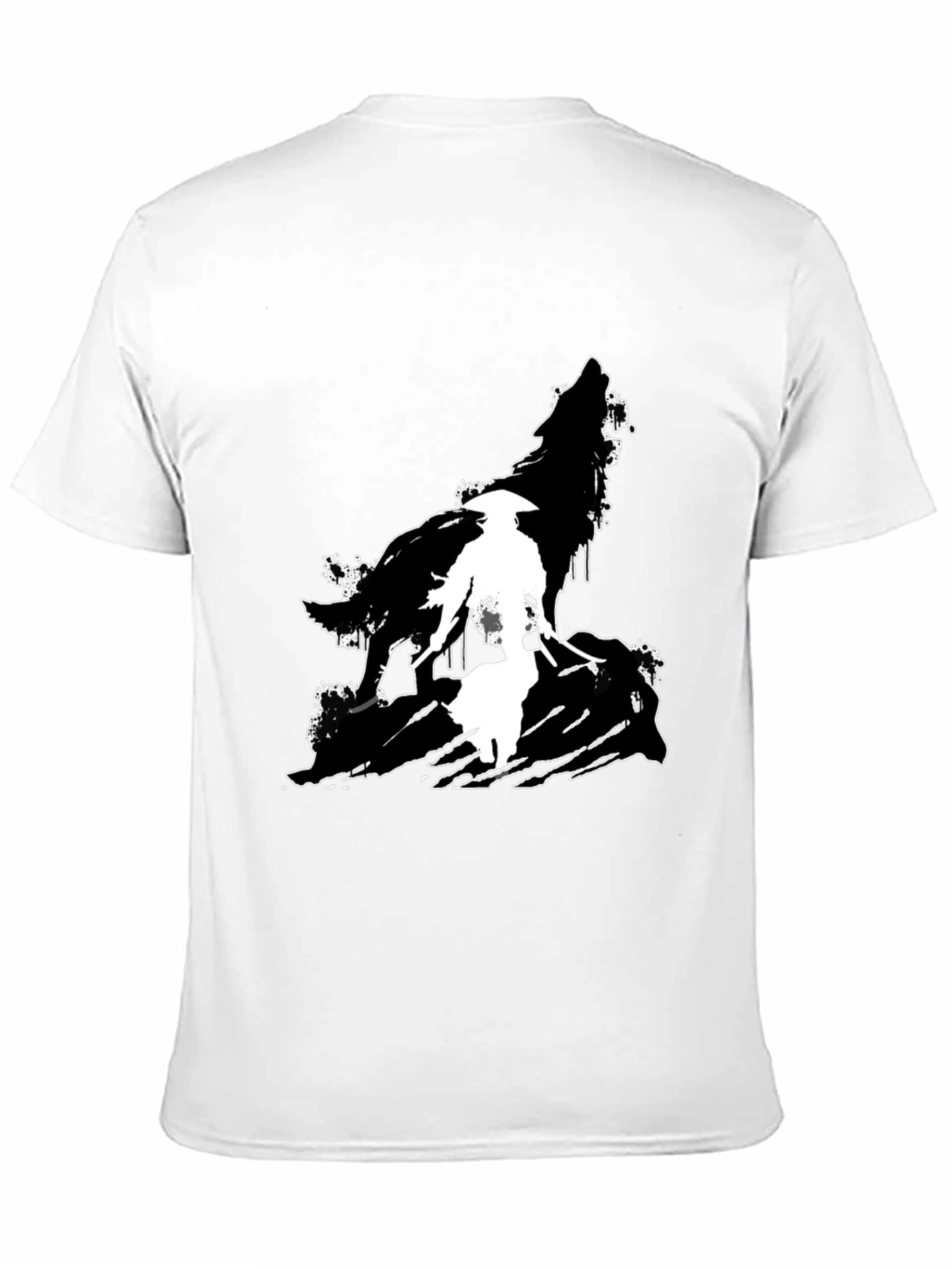 Wolf Silhouette Graphic T-Shirt - Black
