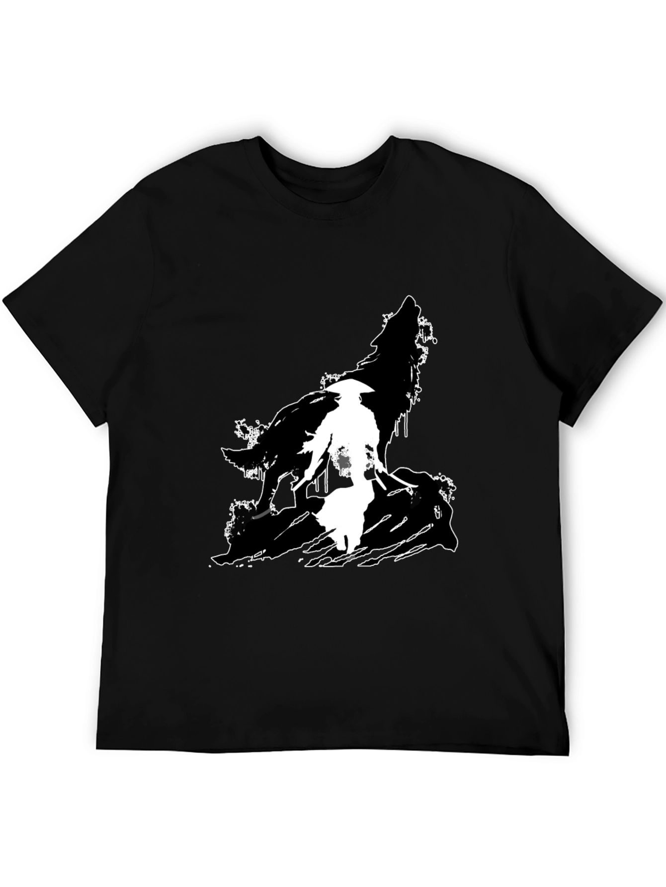 Wolf Silhouette Graphic T-Shirt - Black