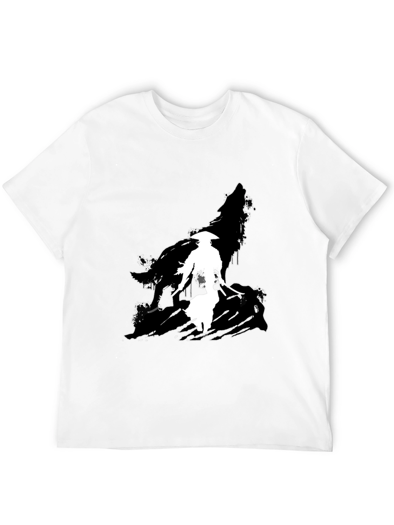 Wolf Silhouette Graphic T-Shirt - Black