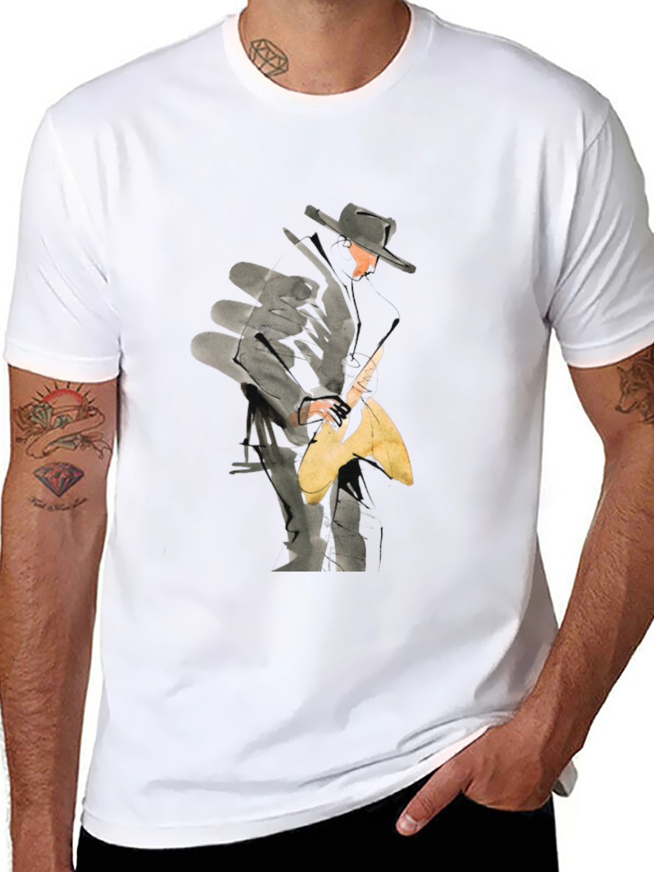 Guitar Player Graphic Black T-Shirt
