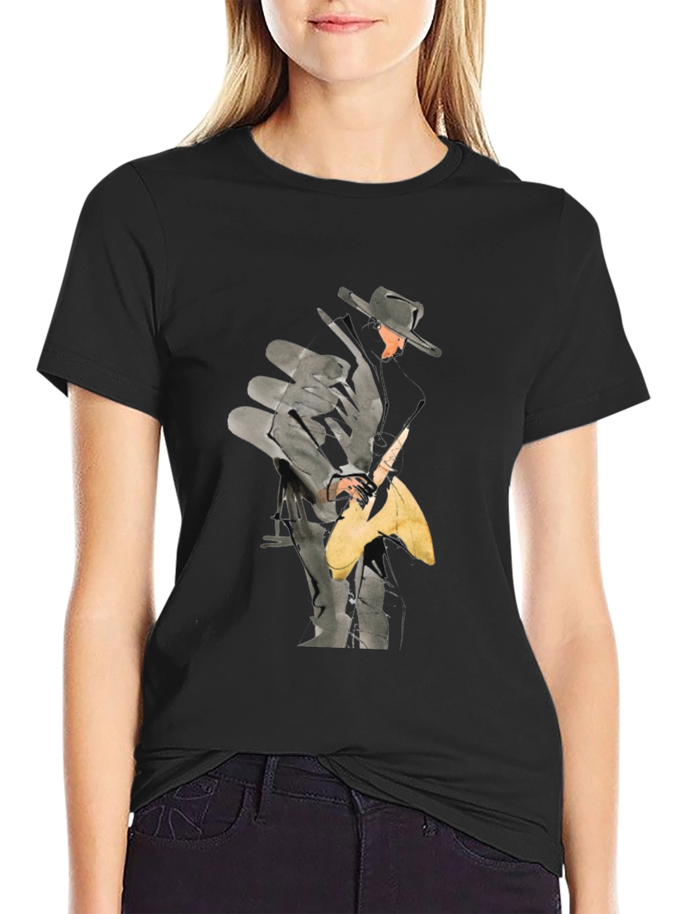 Guitar Player Graphic Black T-Shirt